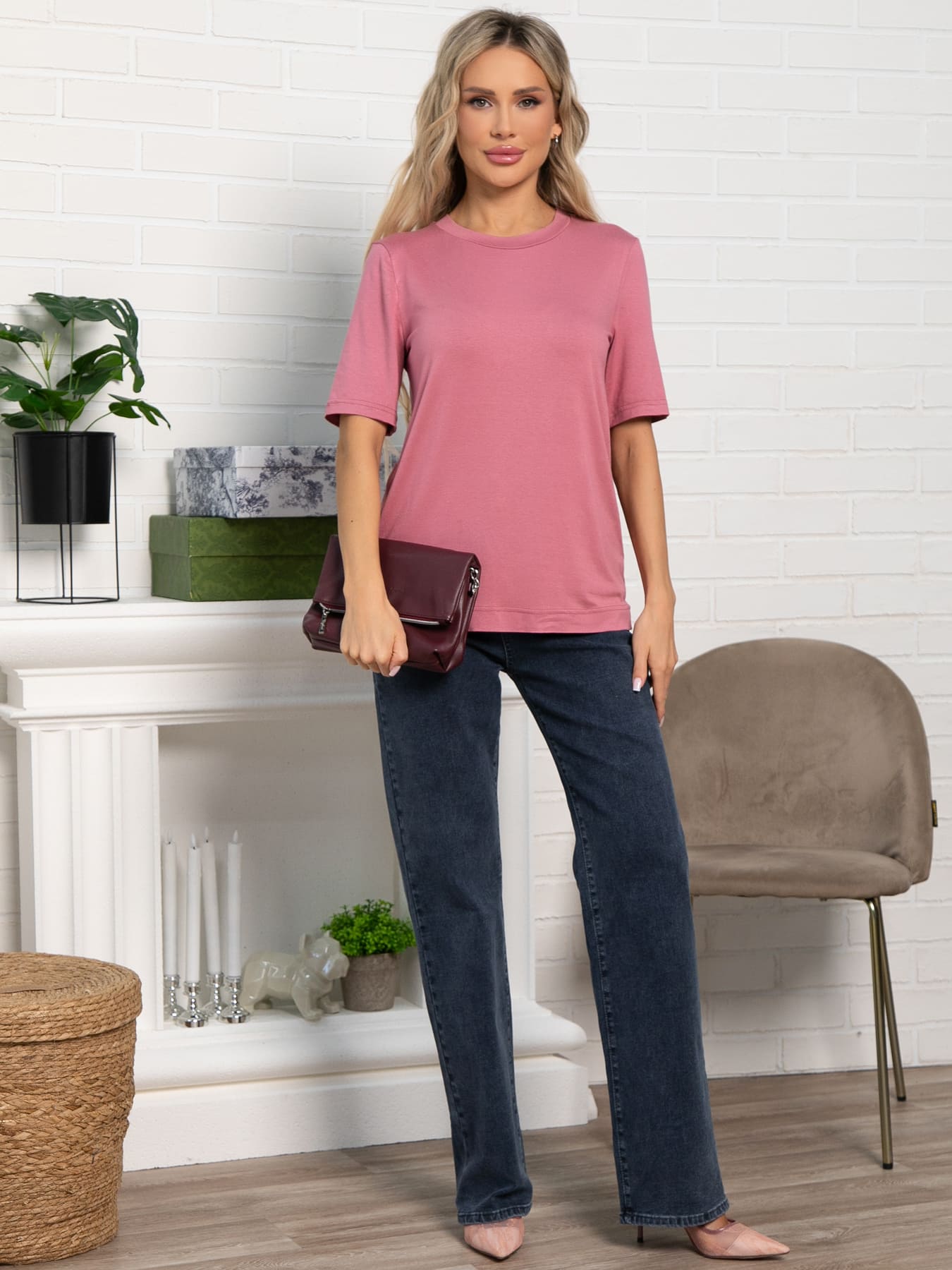 Футболка базовая (розовая) Б15578-10М