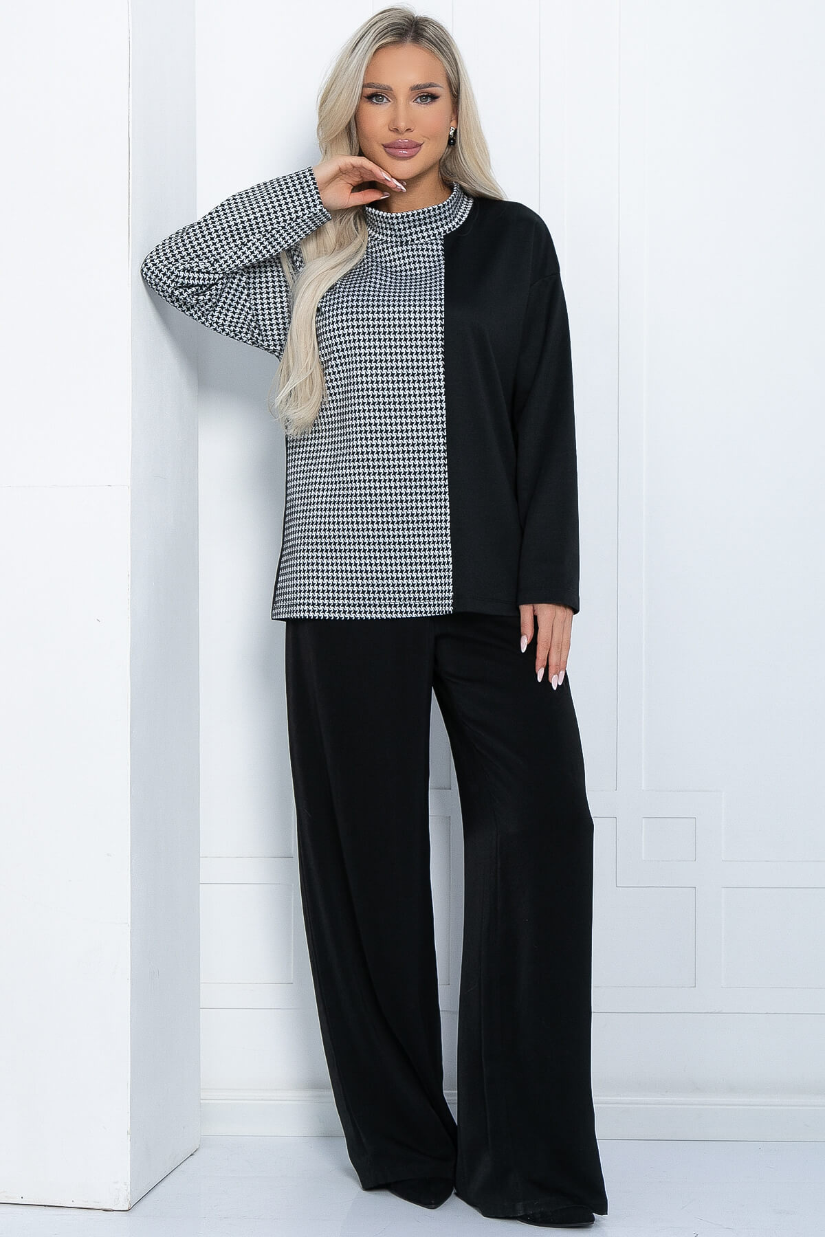 Блуза Элли (черно-белая) Б11305