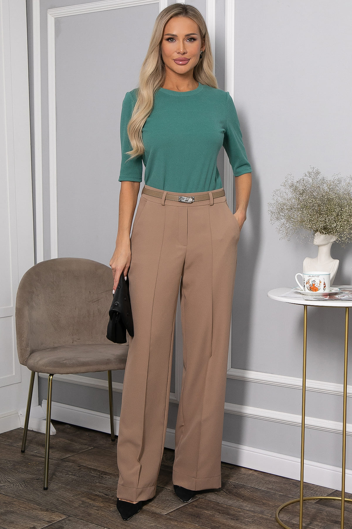 Блуза трикотажная Лиза (зеленая) Б14367-48М