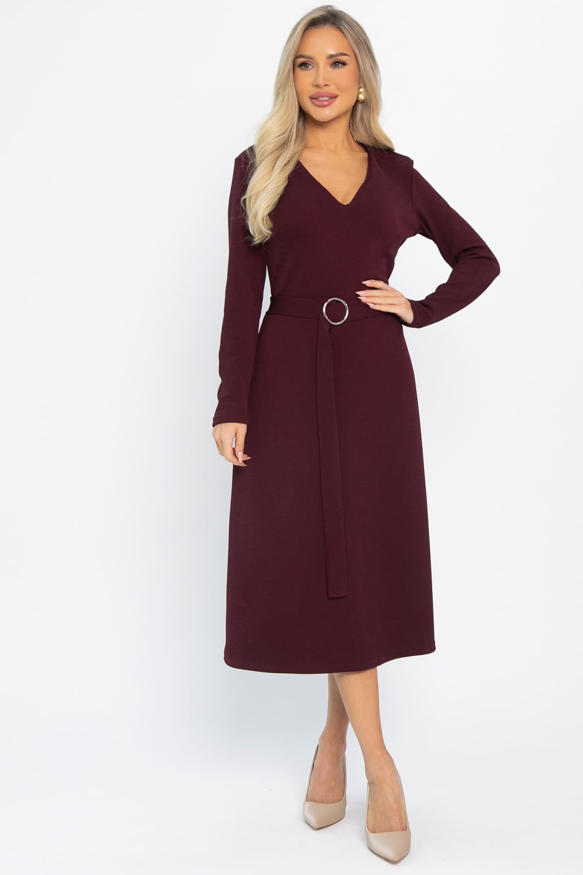 Платье трикотажное Парижанка (бордовое) П14622-10М