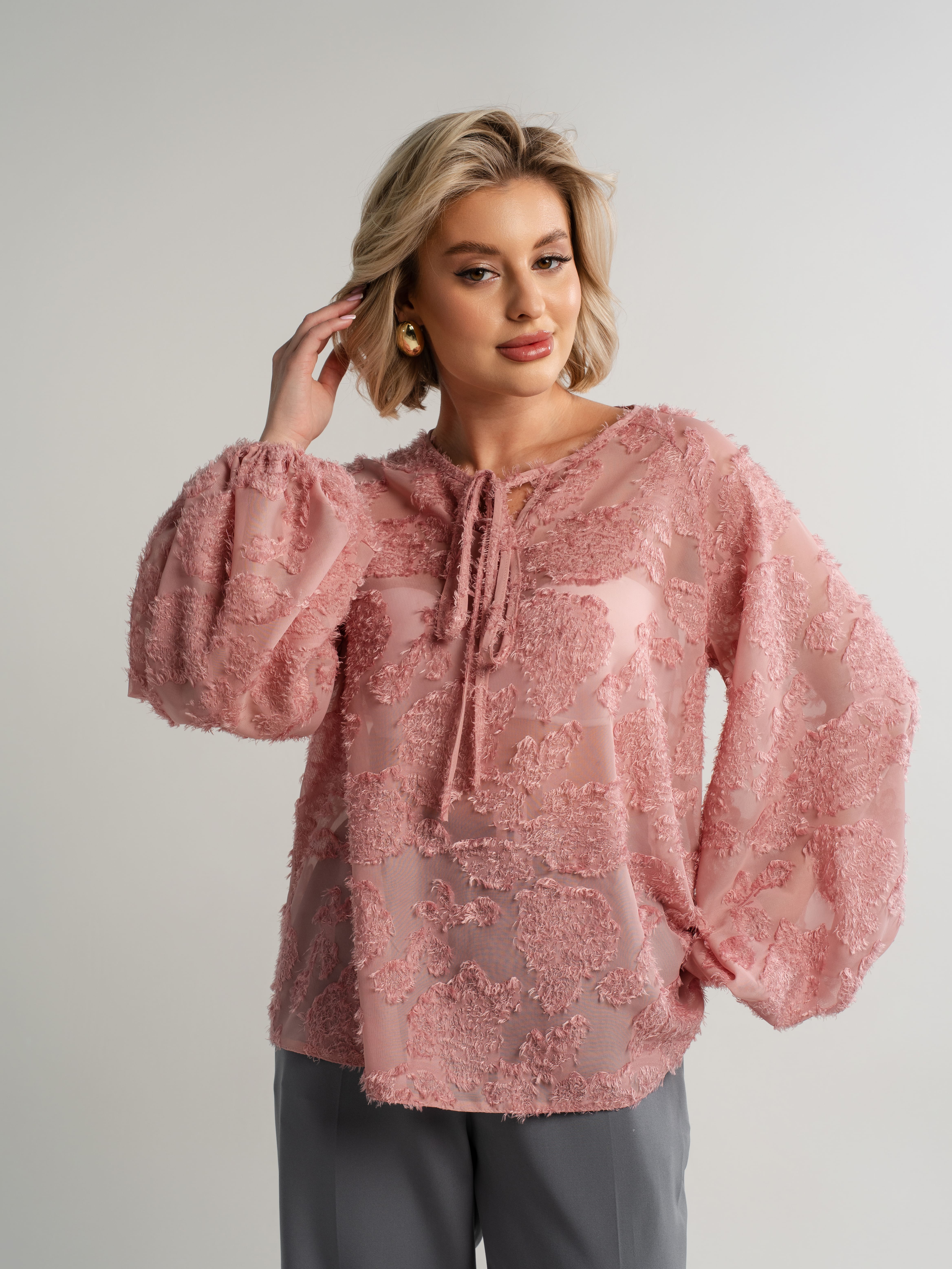 Блуза Воздушная мелодия (пудра) Б15139-7М