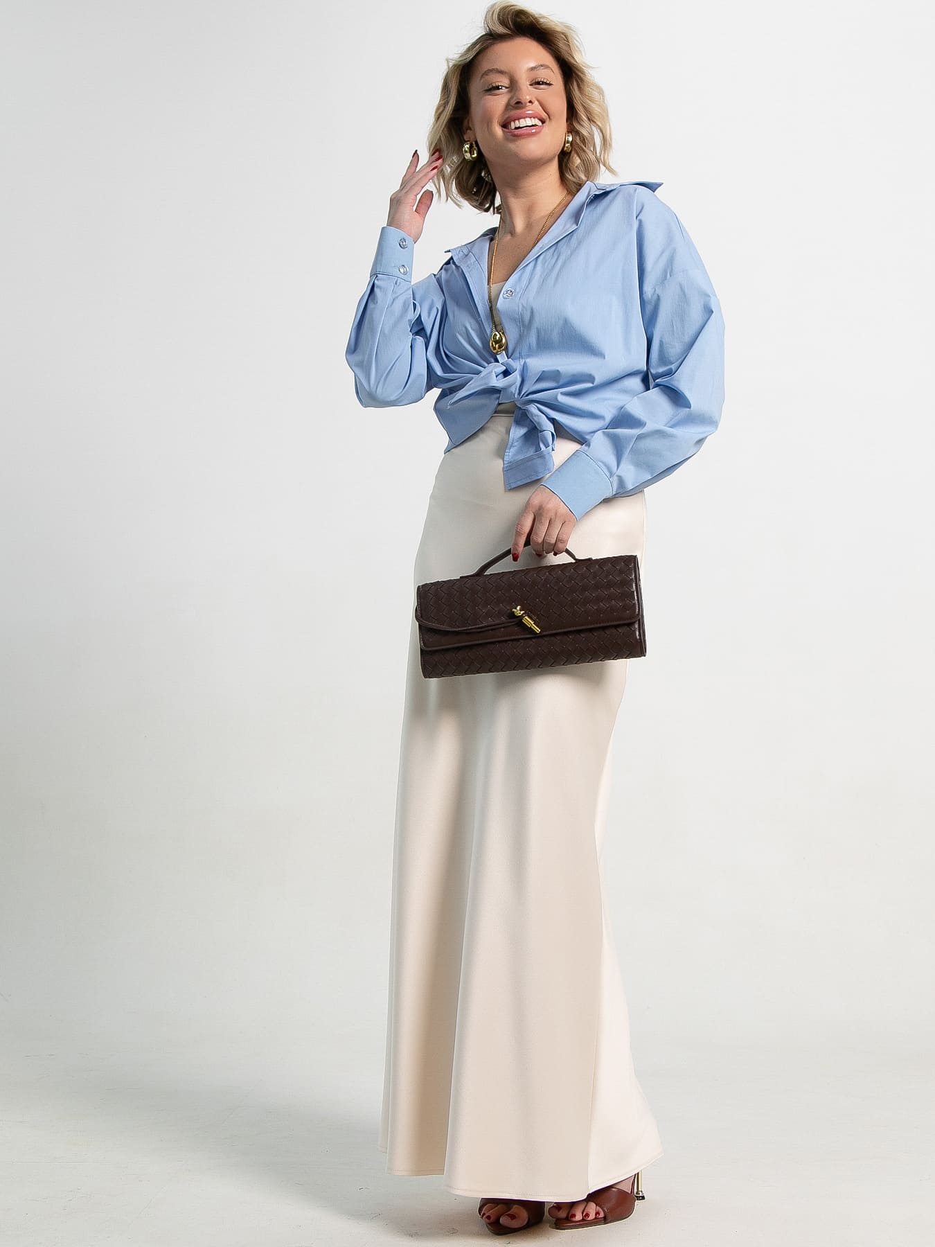 Юбка атласная Эвелин (сливочная) Ю15382-25М