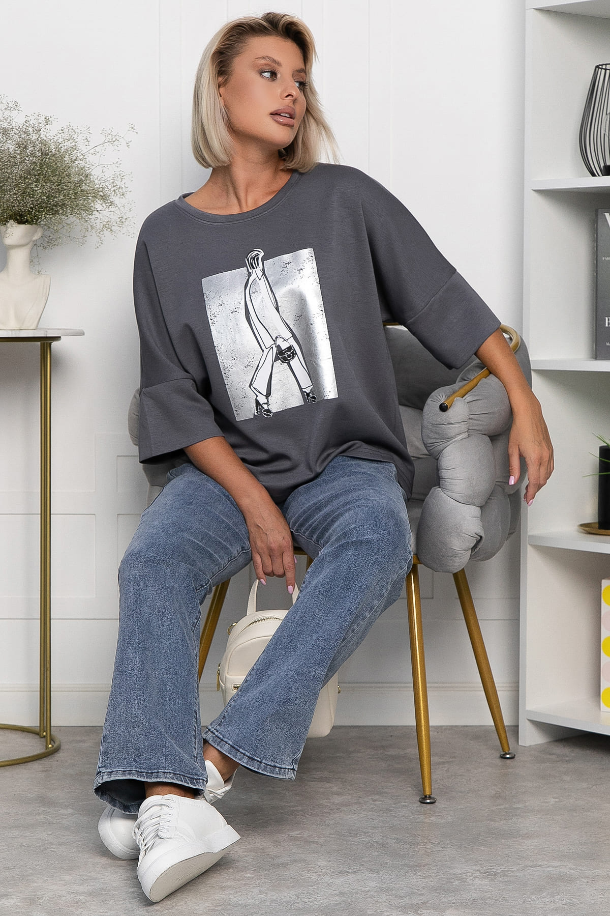 Блуза Фауст (серая) Б14203-20М