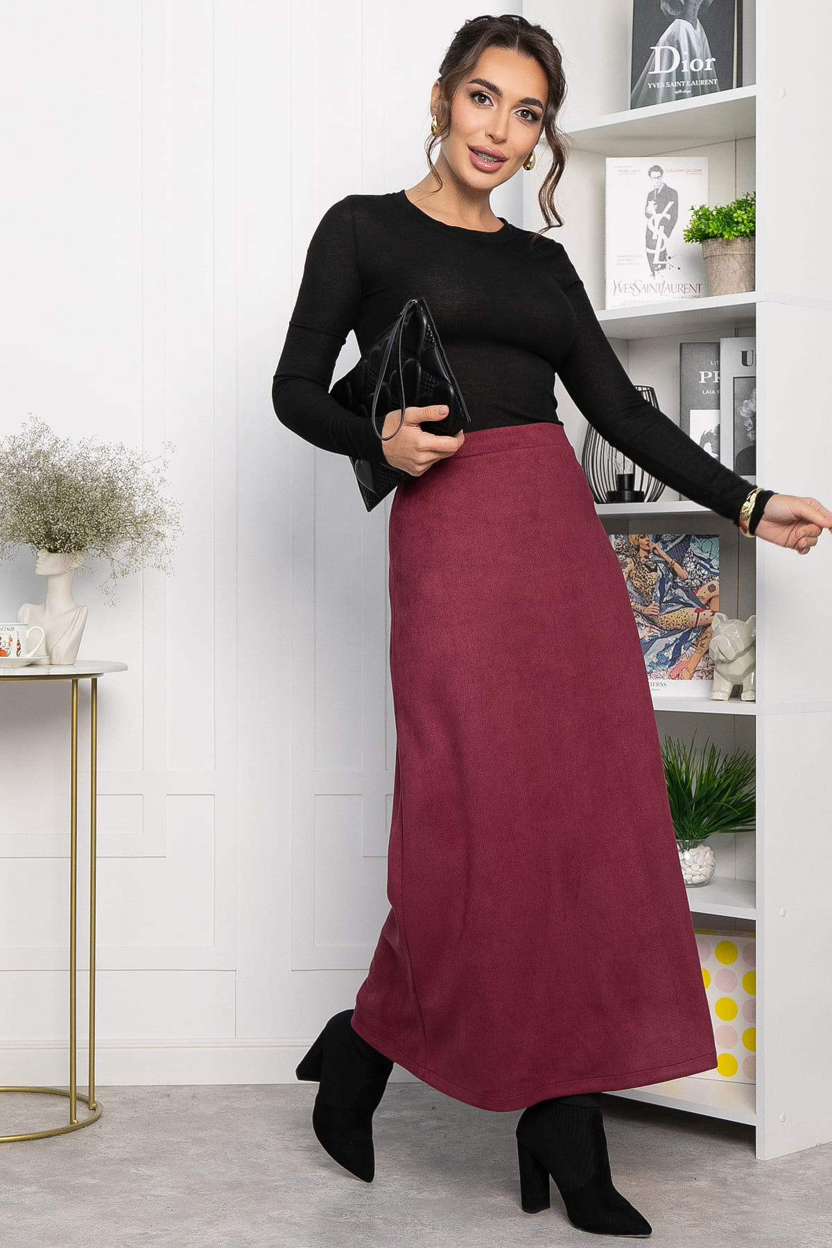 Юбка макси Алана (бордовая) Ю14254-6М