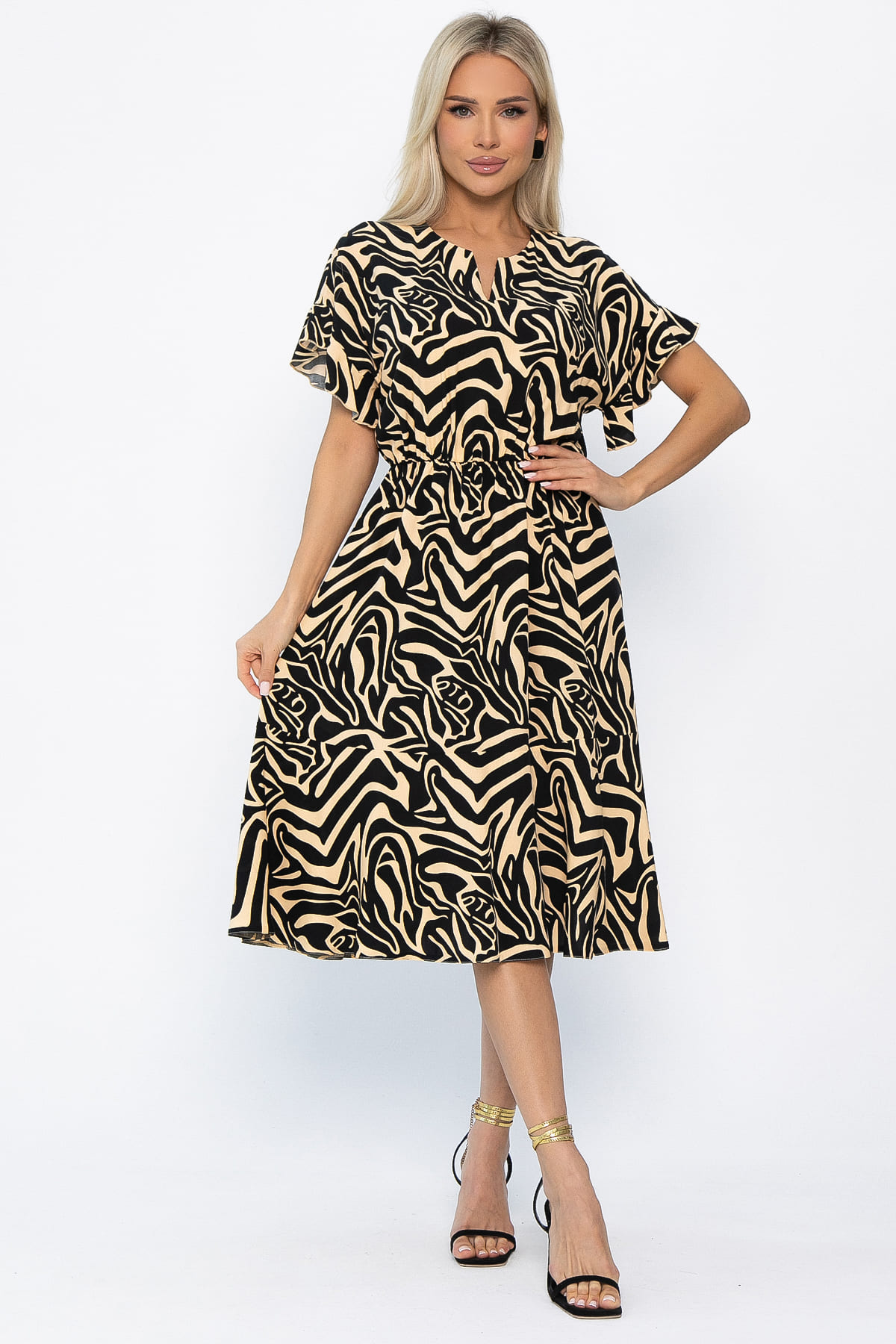 Платье Кристи (бежево-черное) П13872-35М