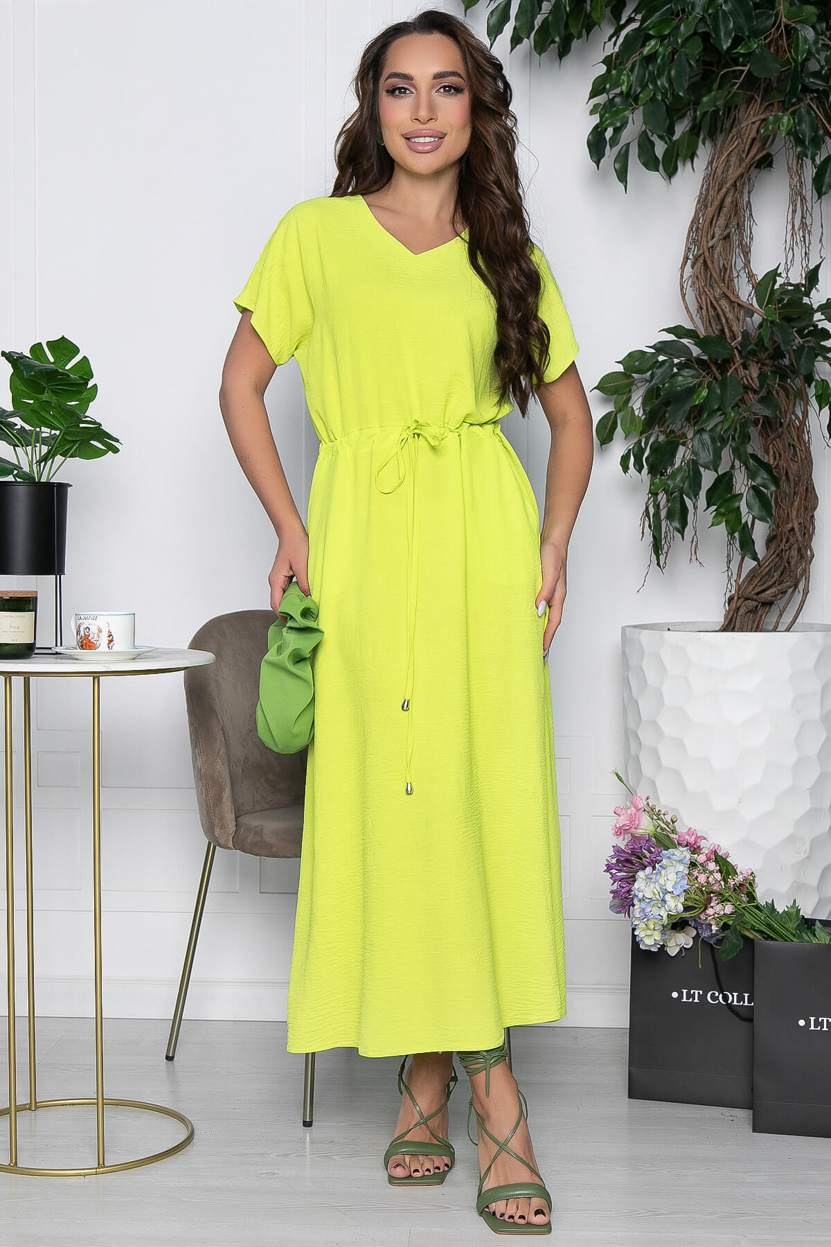 Платье Лина (яркий лайм) П10593