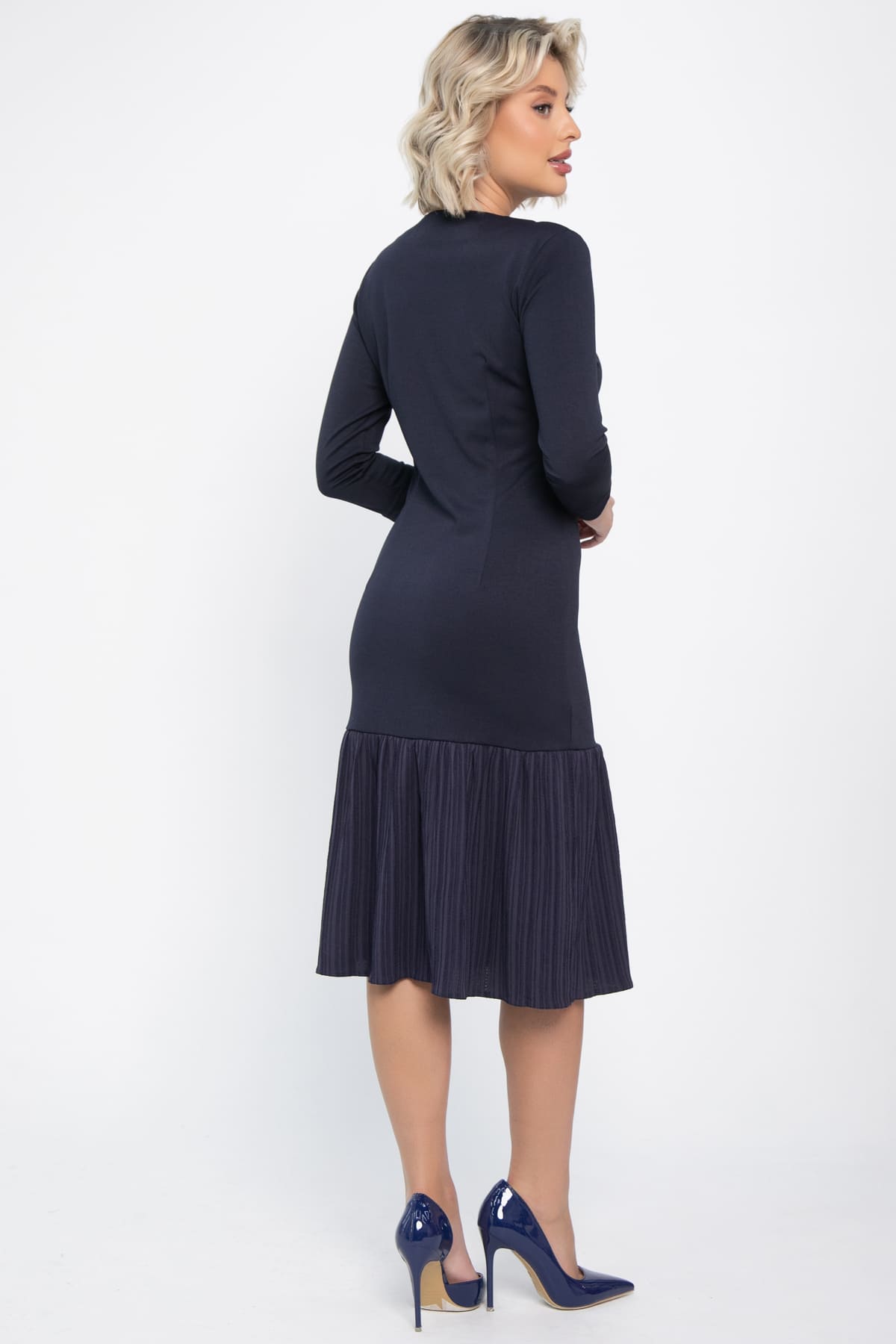 Платье с воланом Ливия (синее) П14810-10М