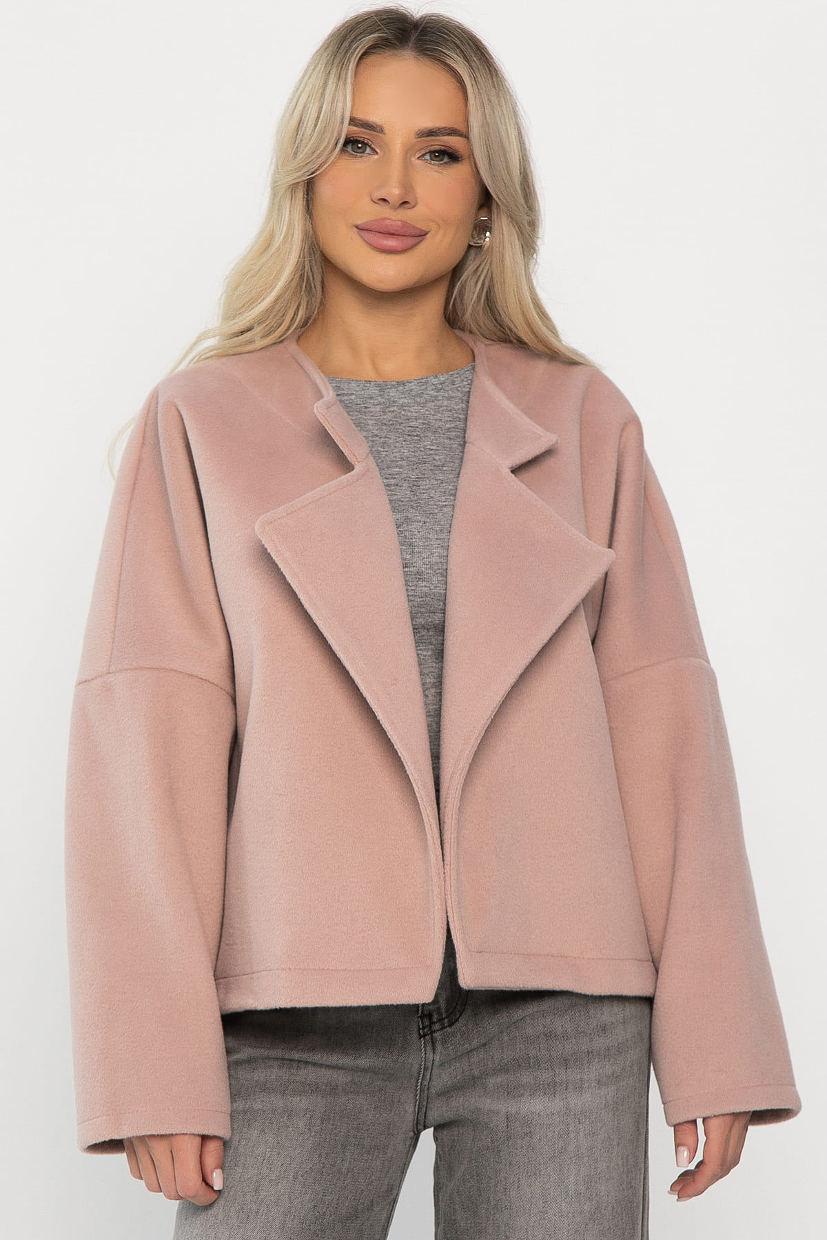 Пальто укороченное Хайт  (пудра) Б14315-7М