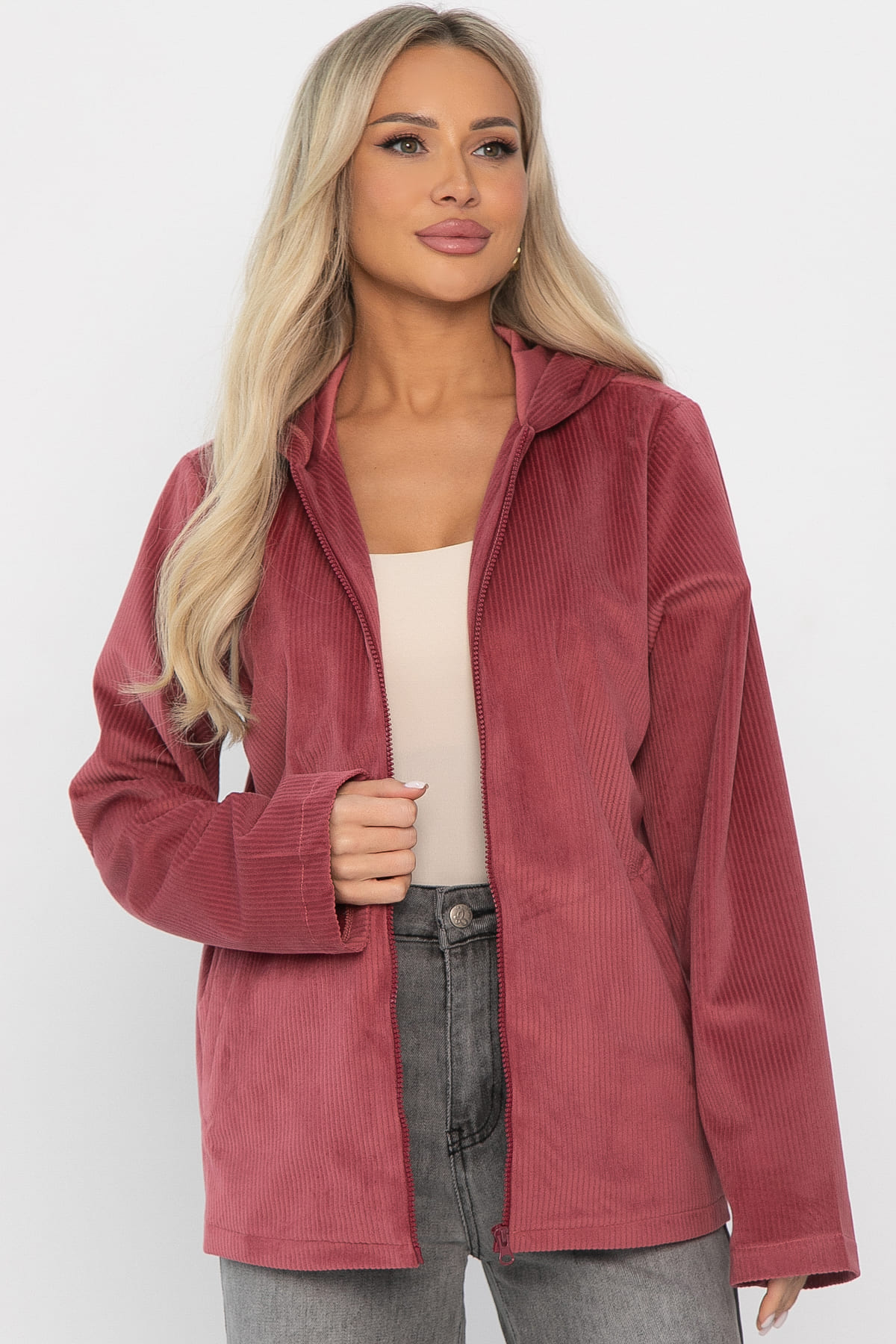 Толстовка из вельвета Нимара (чайная роза) Б14413-25М