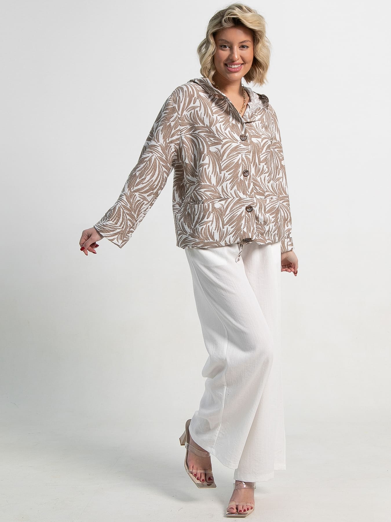 Пыльник Летний день (бело-коричневый) Б15152-8М