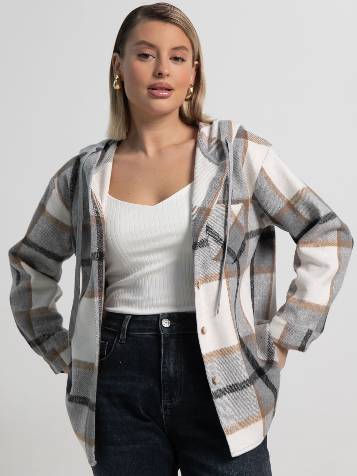 Рубашка теплая с капюшоном Олиссия (серая) Б15504-18М