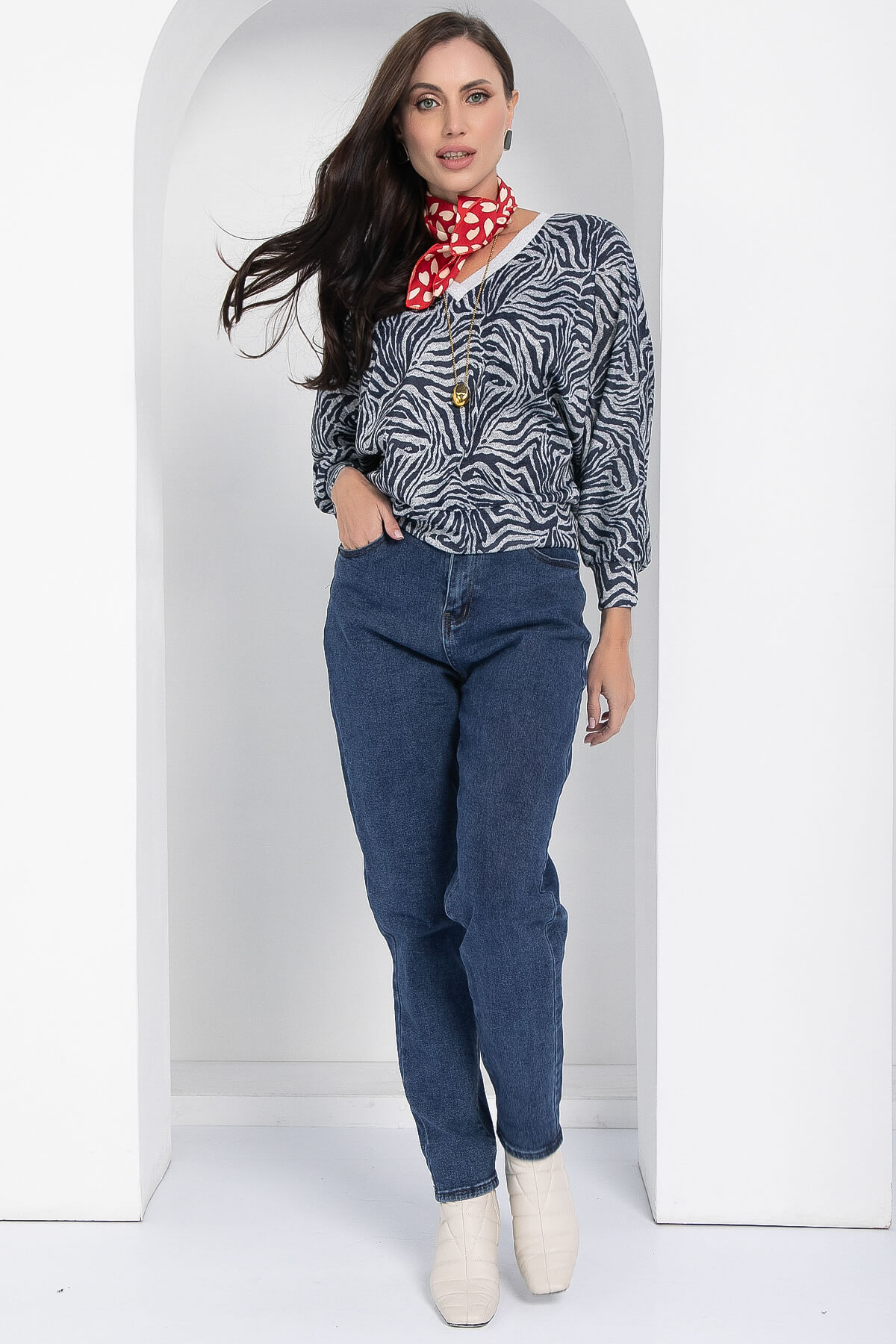 Джемпер Бери и беги (сине-серый) Б12680-7