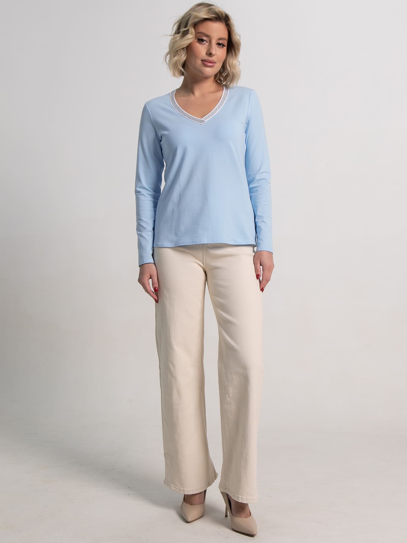 Блуза с кантом Либерти (голубая) Б15264-50М