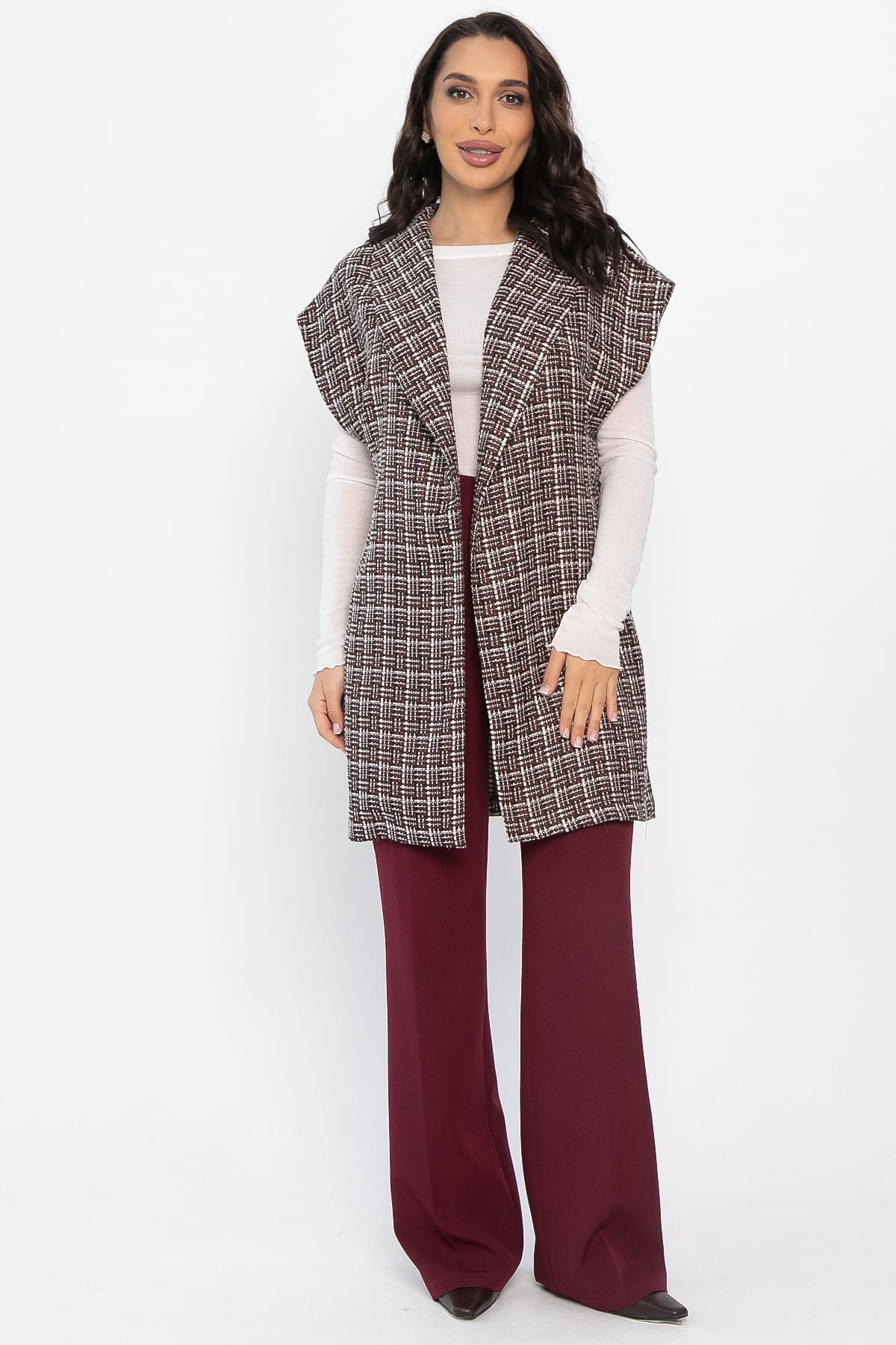 Жилет костюмный из твида Жюлли (кофе) Б14489-4М