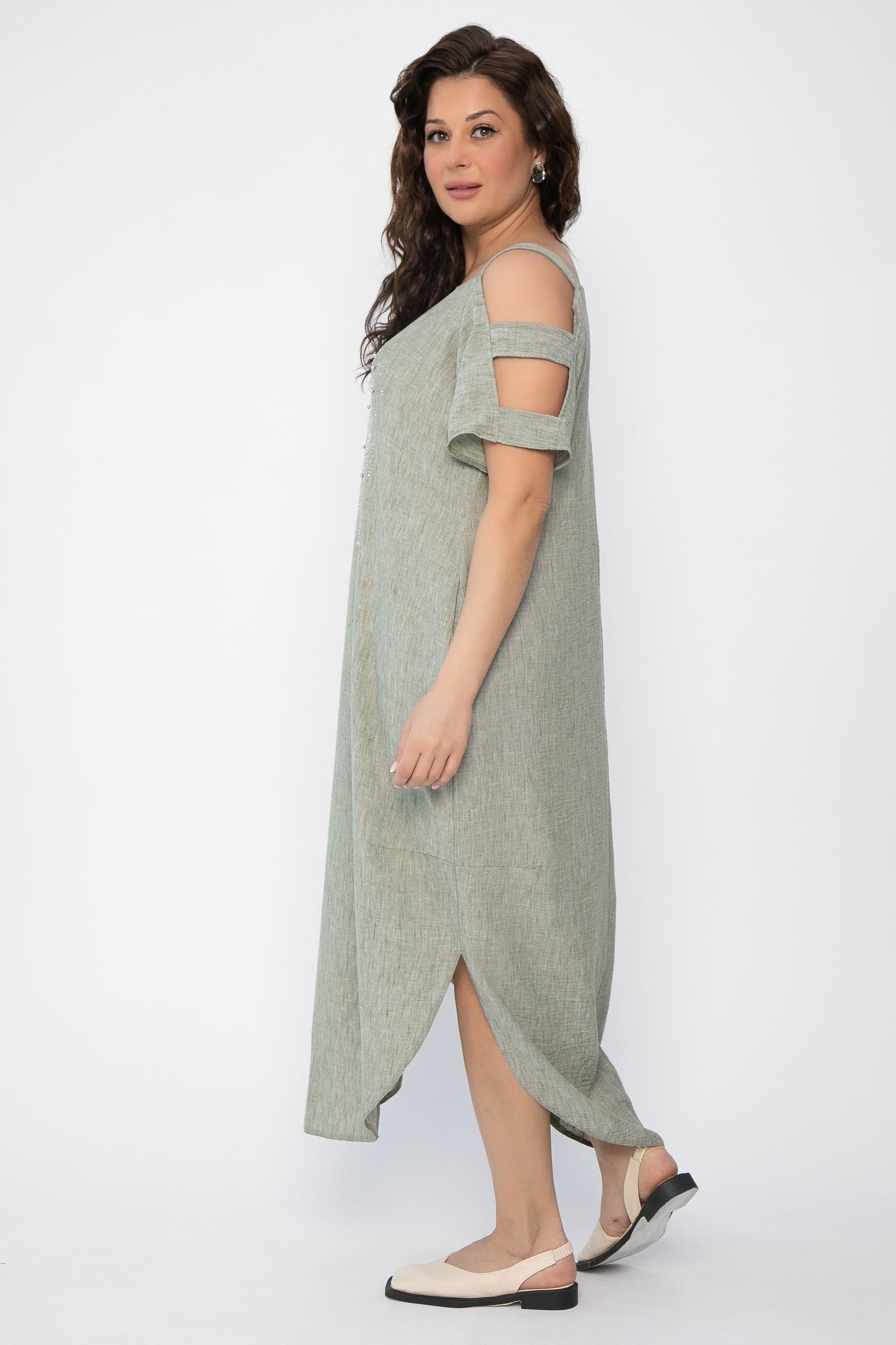 Платье В отпуск (зеленый меланж) П13708-8М