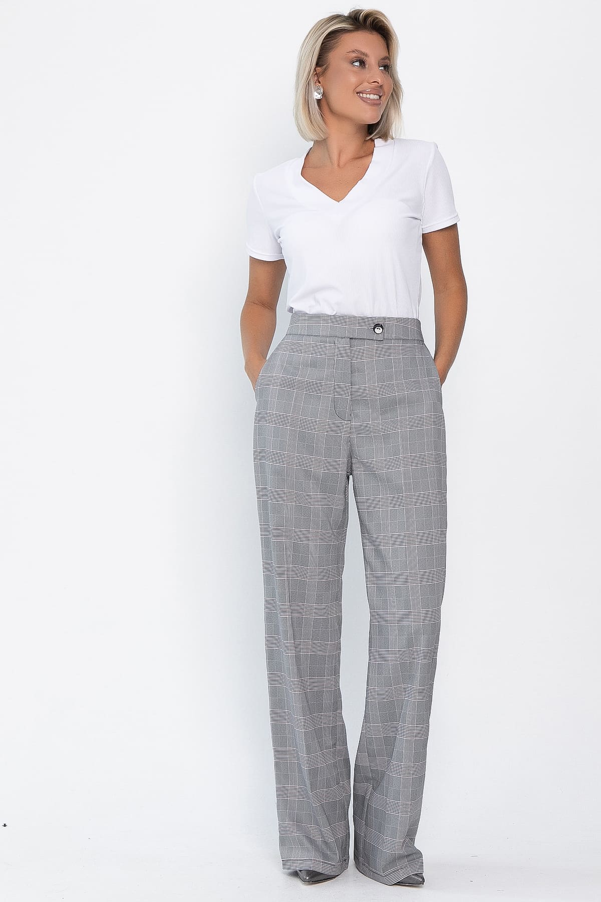 Брюки Брайн (серые/клетка) Б14105-34М