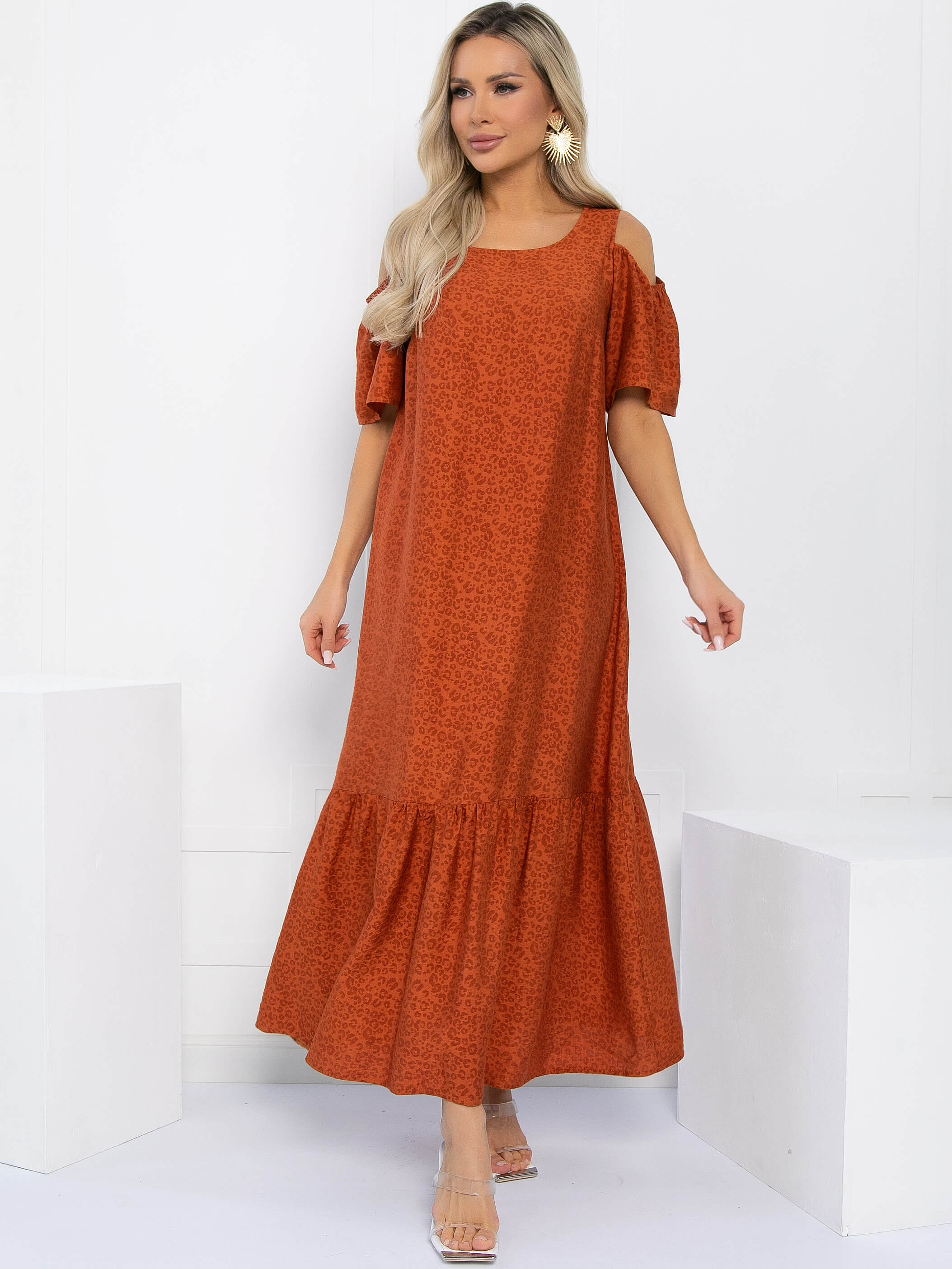 Платье Летний сад (оранжевое) П13311-1М