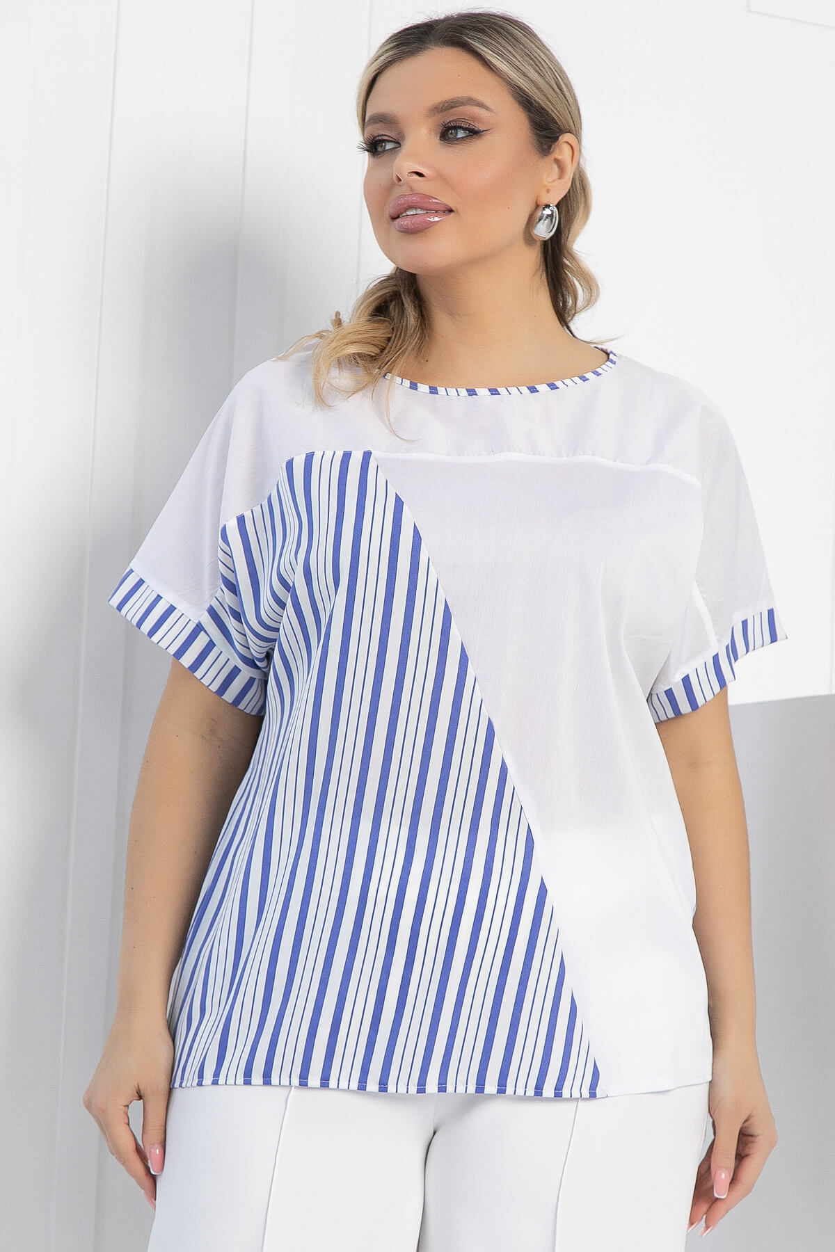 Блуза Амальгама (бело-сиреневая) Б12840-24М