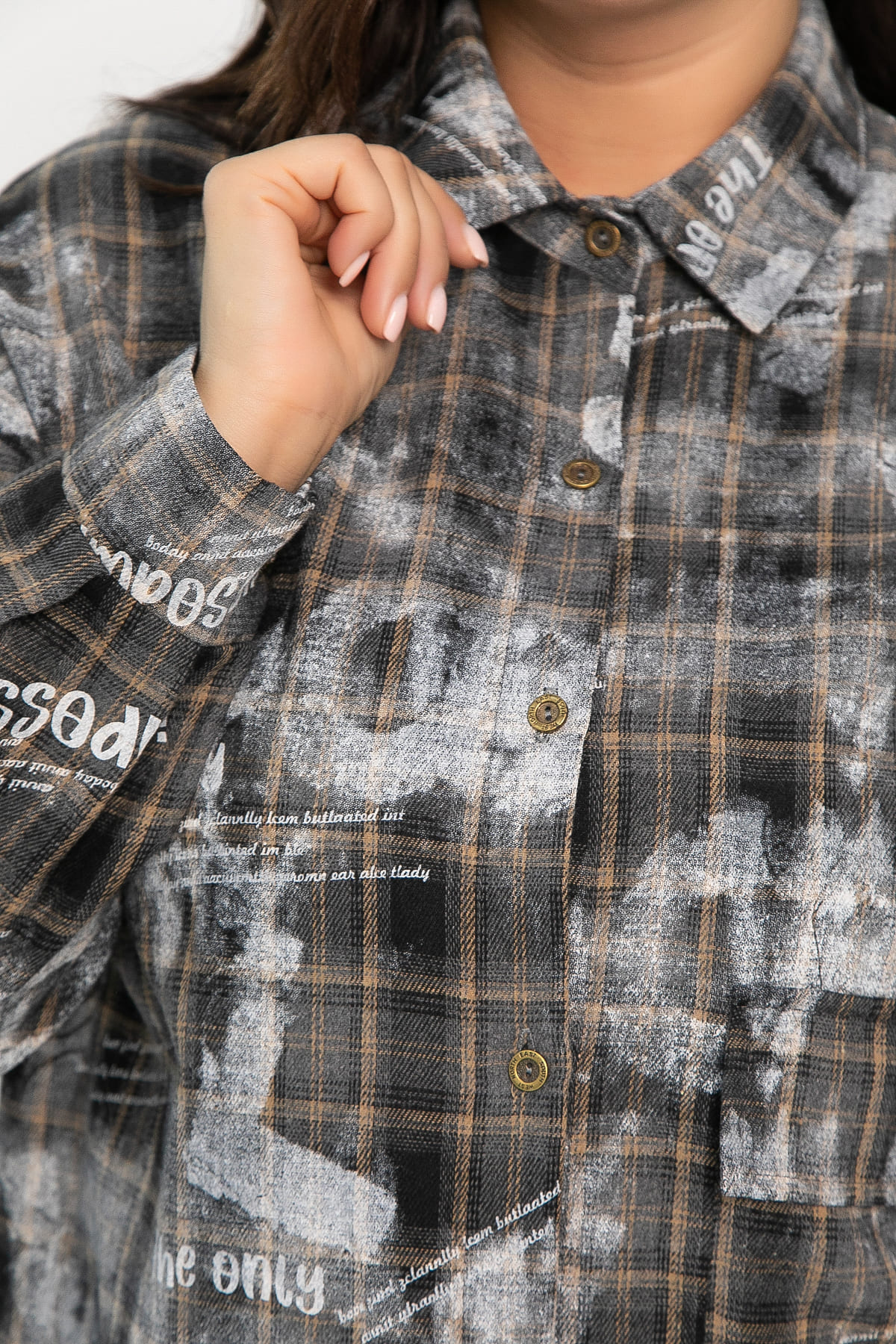 Рубашка хлопковая Шэрри (серо-коричневая) Б14307-18М