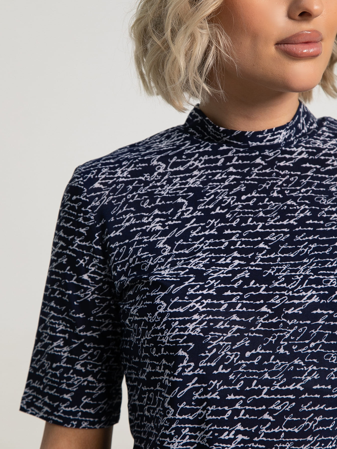 Водолазка с коротким рукавом (темно-синяя) Б15596-50М