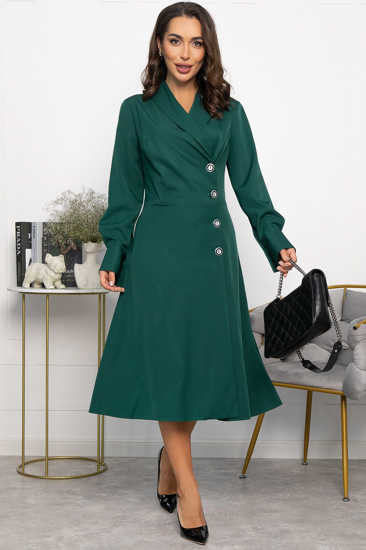 Платье Соломия (зеленое) П14215-5М