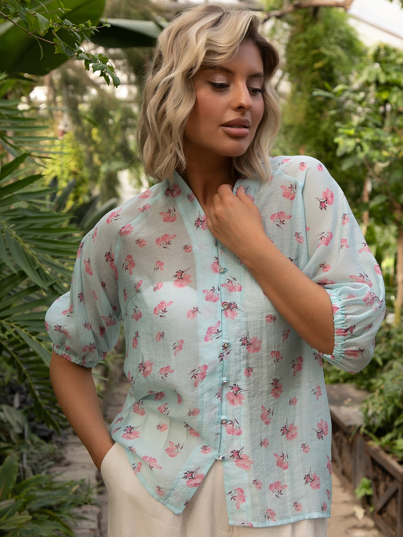 Блуза Агния (голубая) Б15489-45М