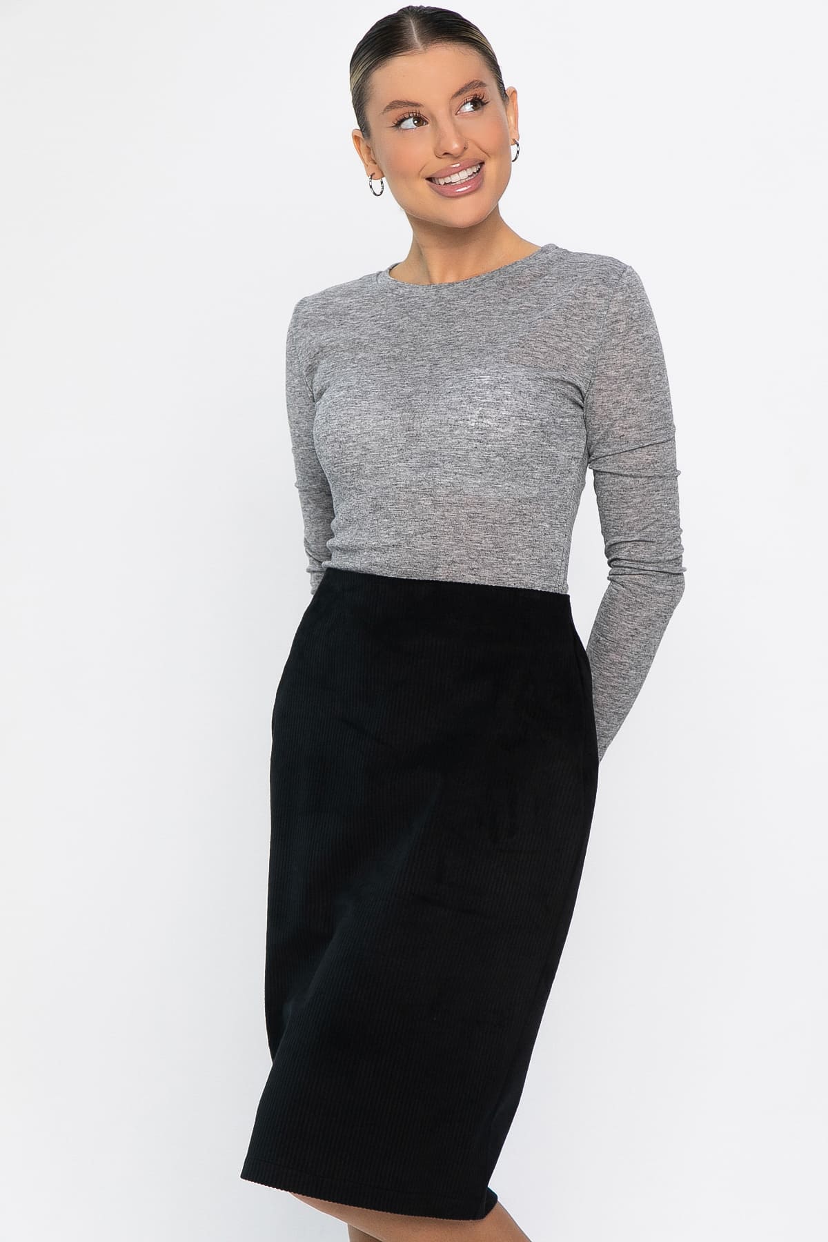 Юбка вельветовая Жасмин (черная) Ю14441-25М