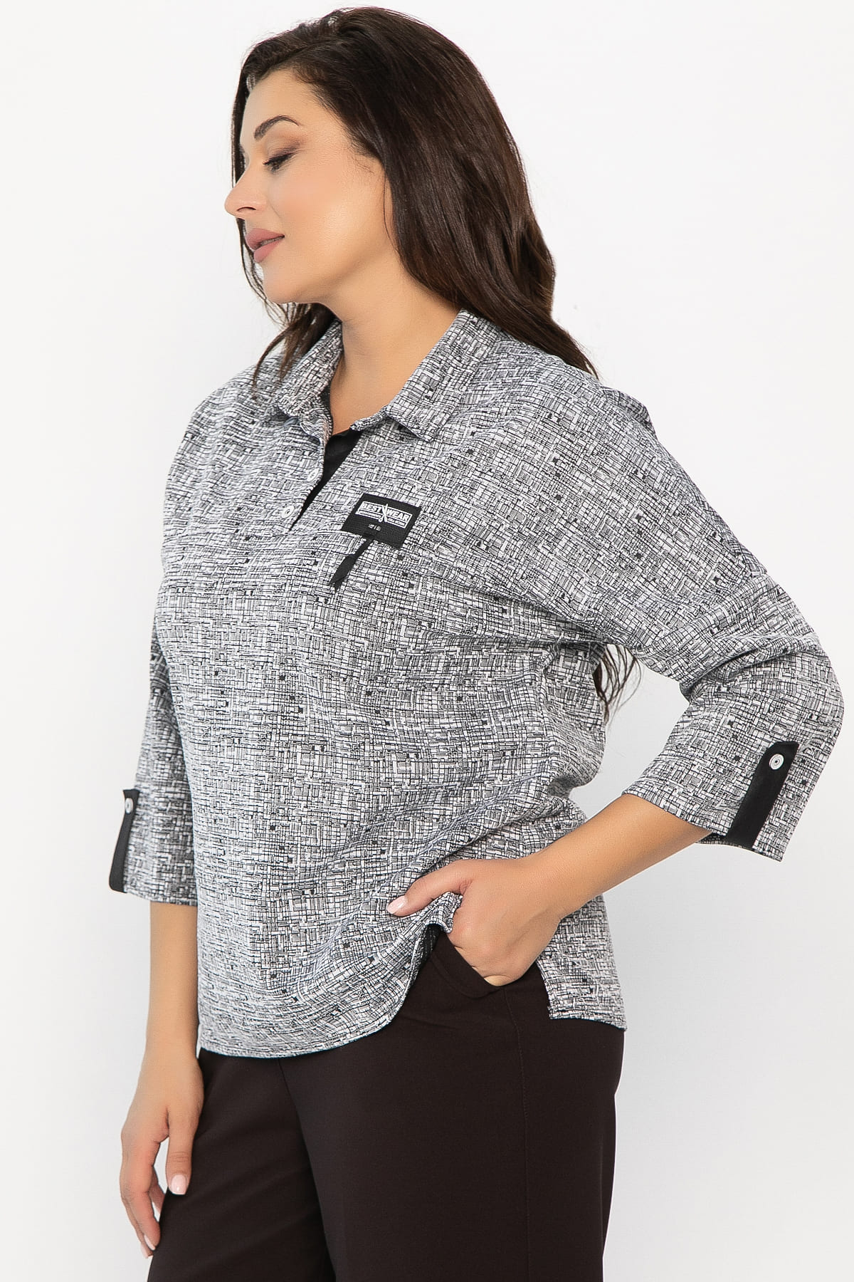 Блуза Лариса (серая) Б14312-18М