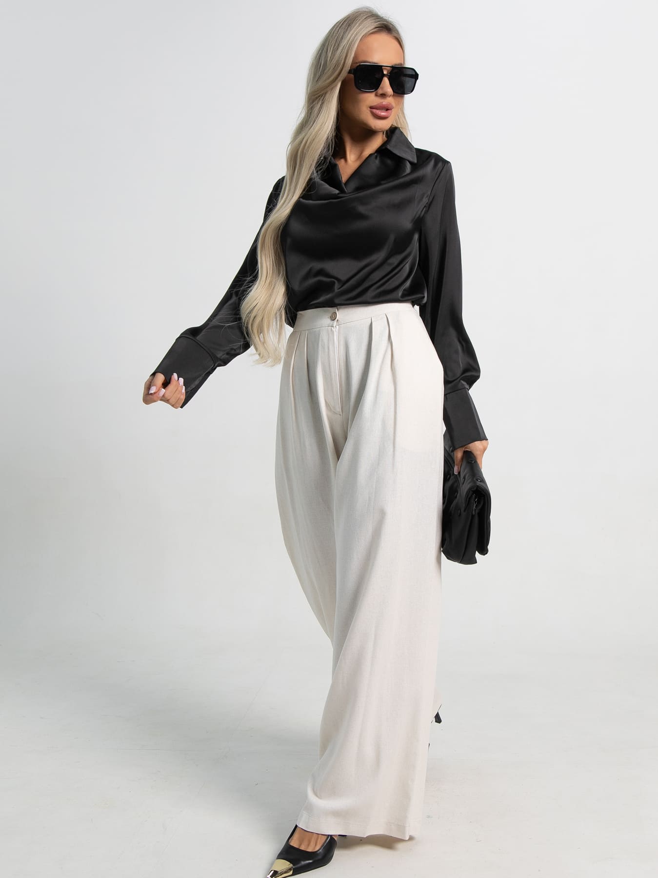 Блуза Шелковая сказка (черная) Б14379-33М