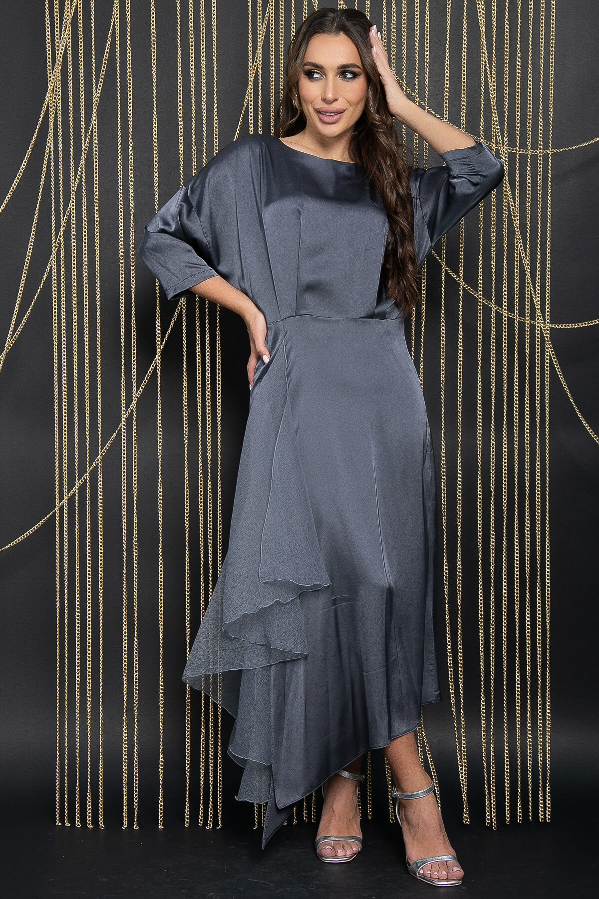 Платье вечернее Дерзкая элегантность (серое) П14471-7М
