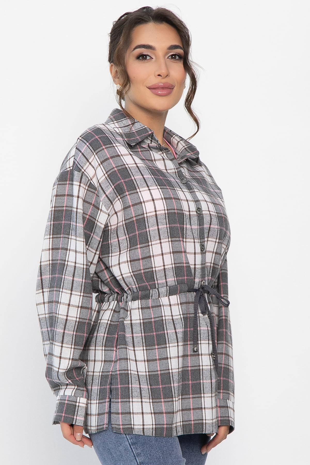 Рубашка хлопковая Джанет (серо-коричневая) Б14276-4М