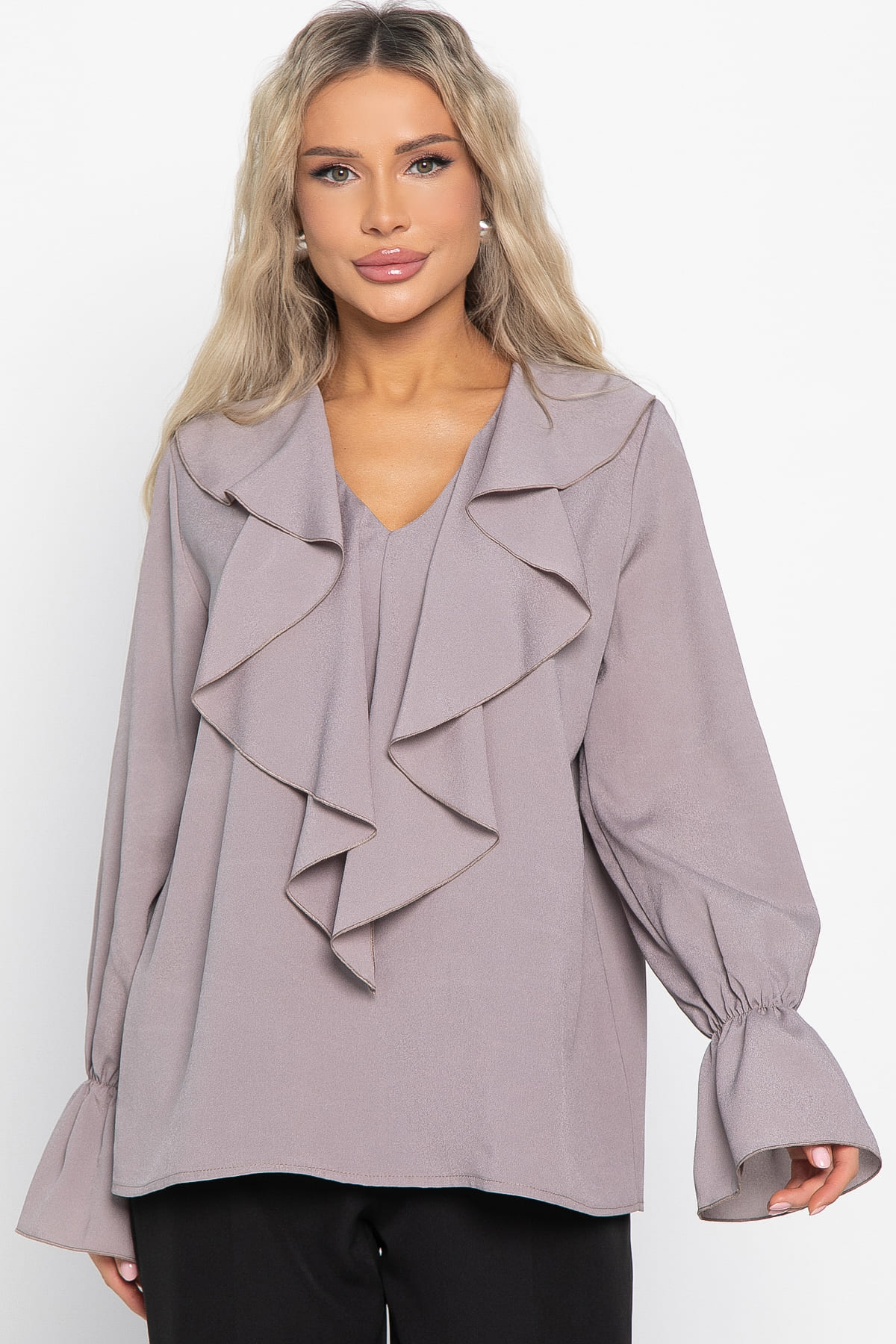 Блуза шифоновая Вэнси (бежевая) Б15024-8М