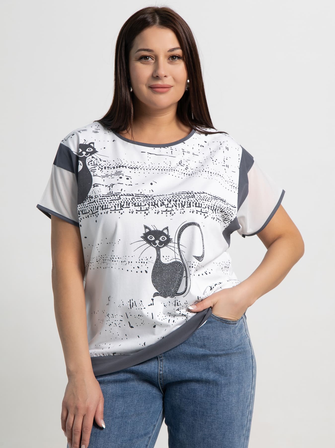 Блуза Алтея (белый/графит) Б15368-20М