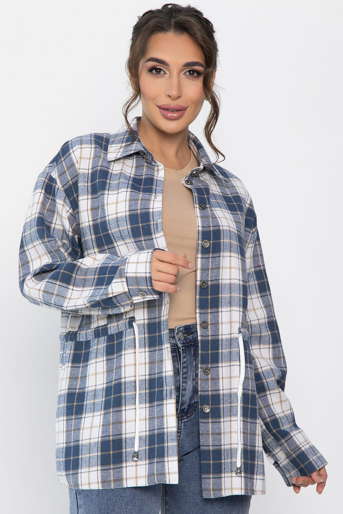 Рубашка хлопковая Джанет  (сине-белая) Б14272-4М