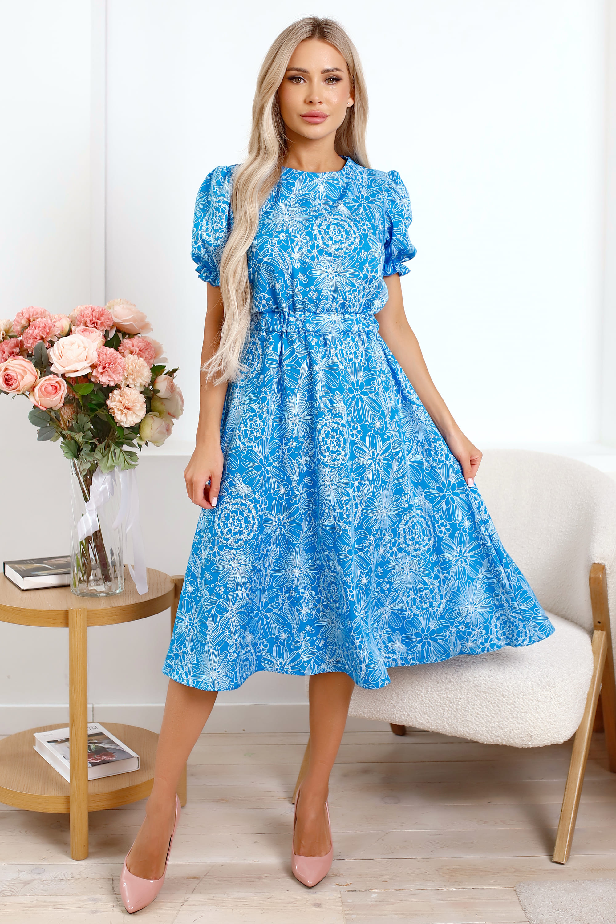 Платье Оливия (голубое) П15935-45М