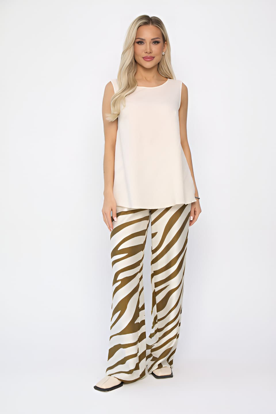 Брюки Калейдоскоп (айвори/хаки) Б13605-30М