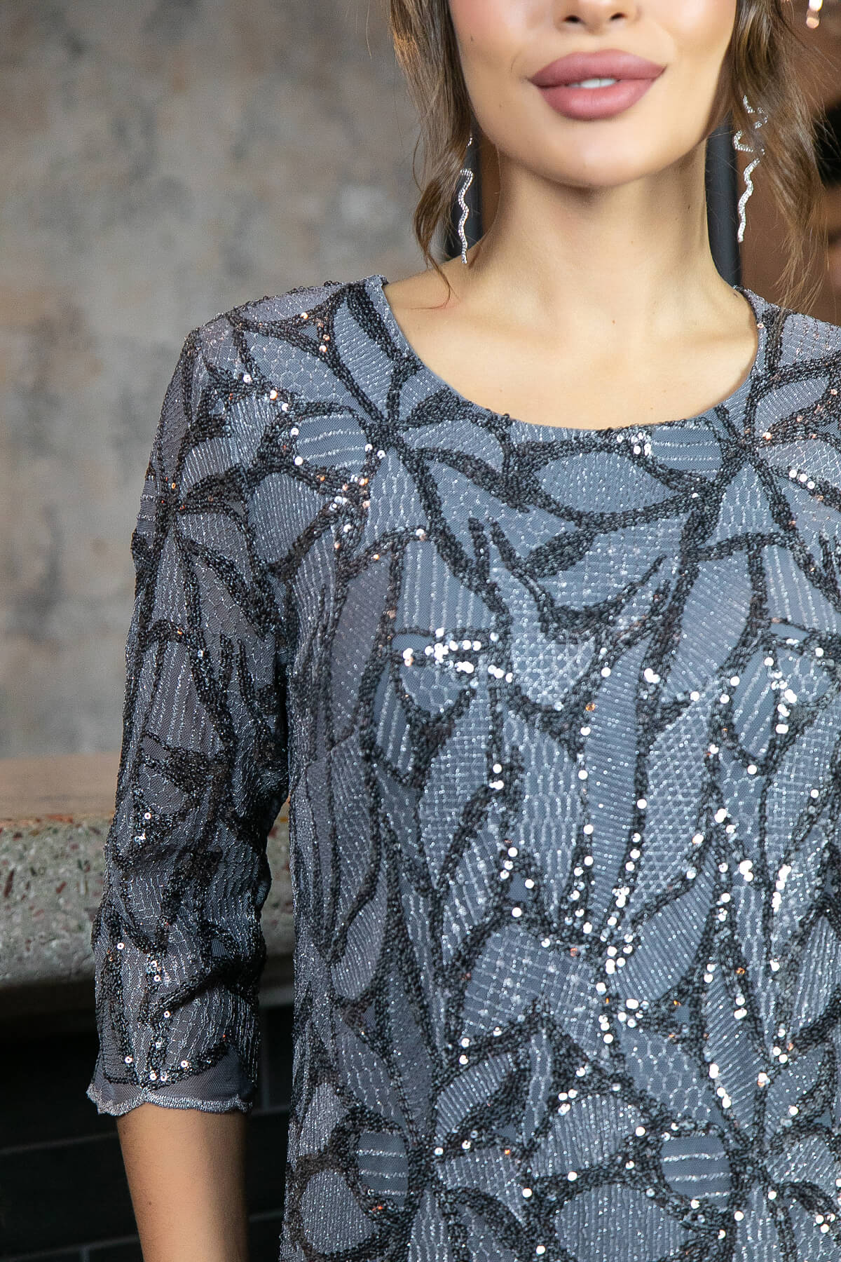 Платье Объятие ночи (серое) П11563