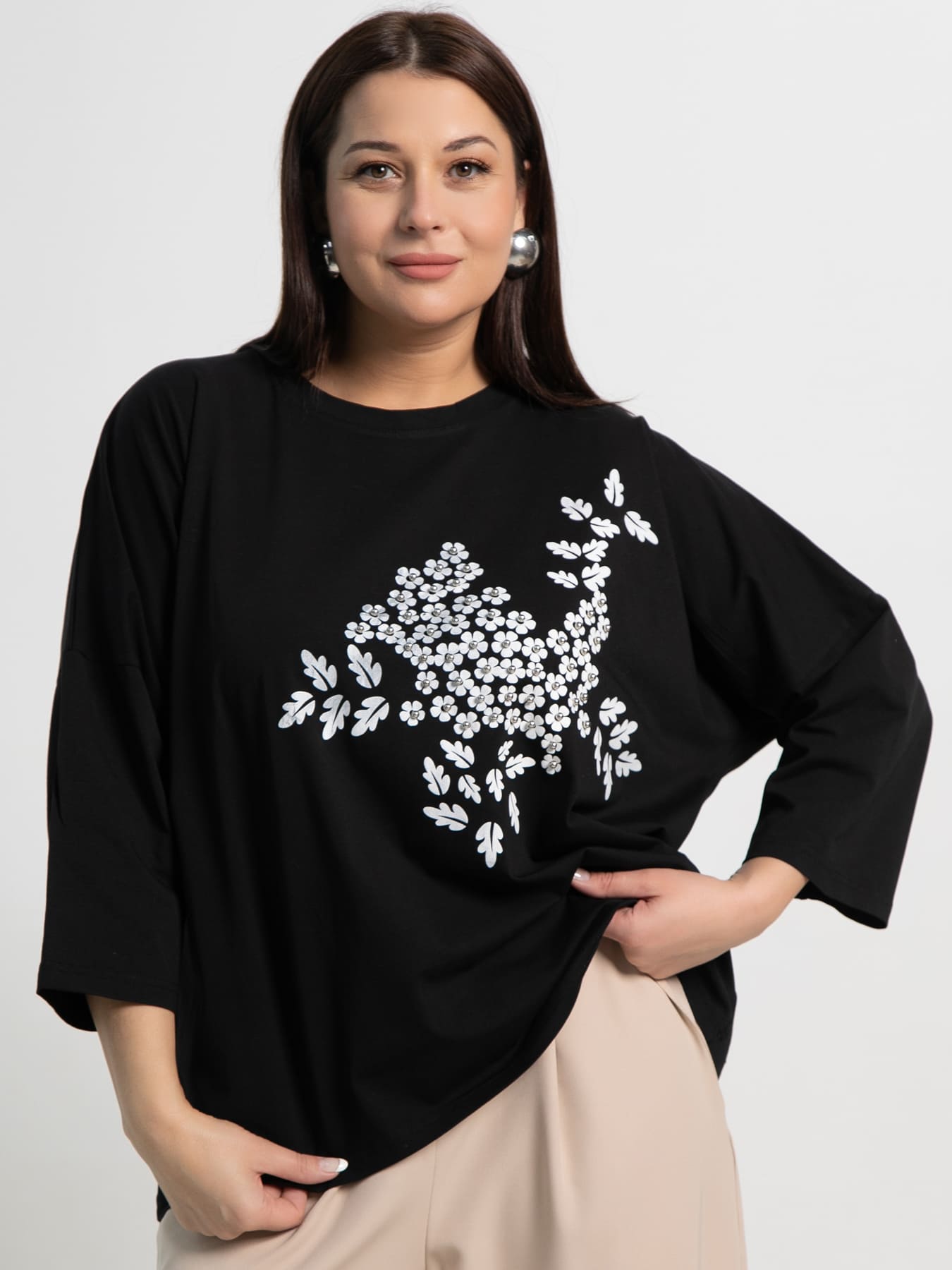 Блуза Ромашка (черная) Б15384-24М