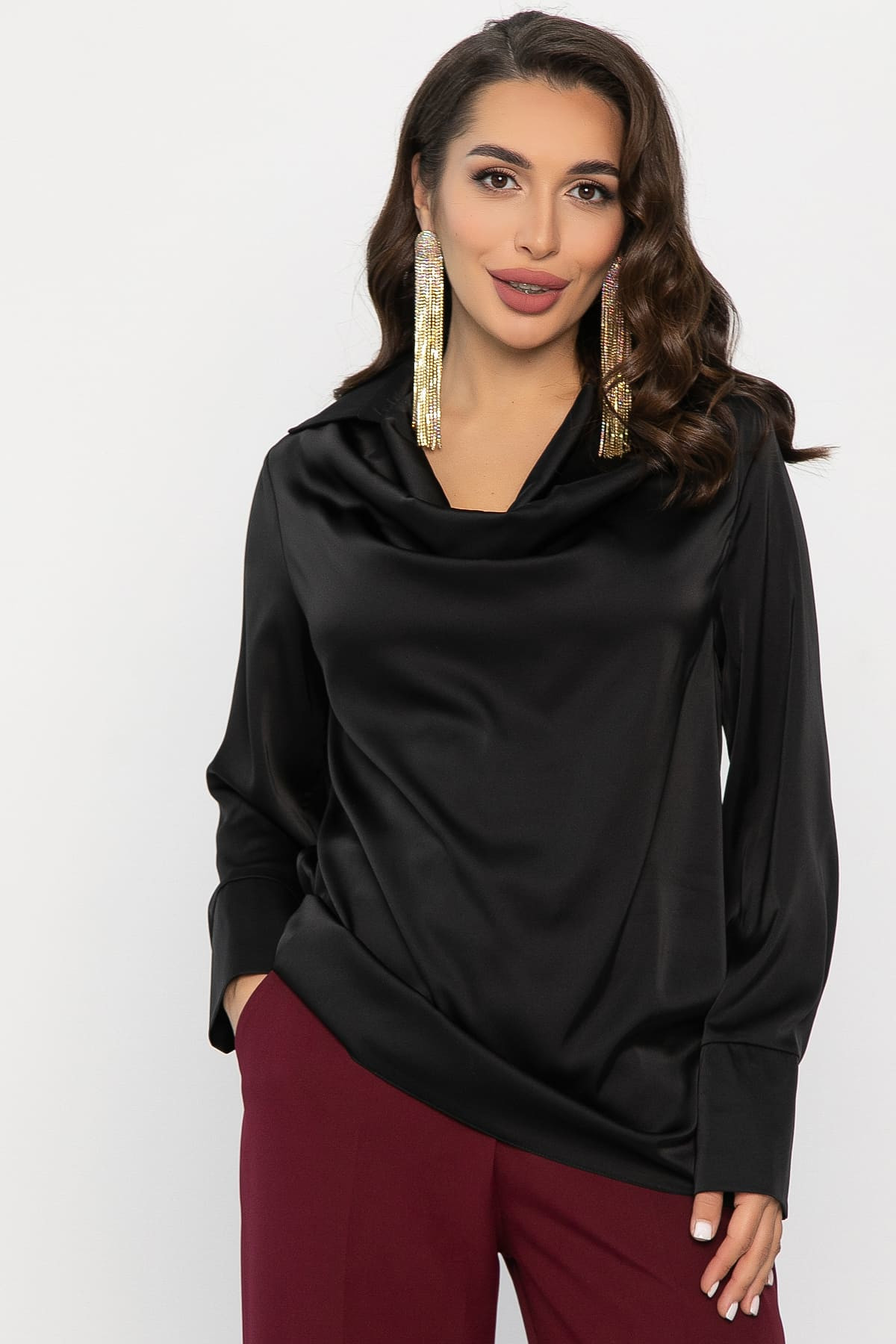 Блуза Шелковая сказка (черная) Б14379-33М