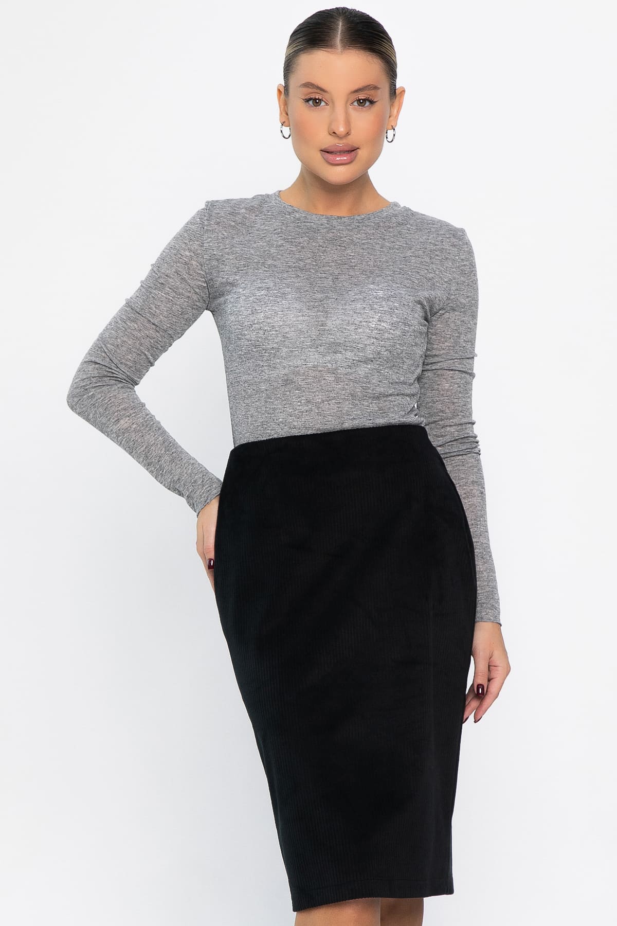 Юбка вельветовая Жасмин (черная) Ю14441-25М