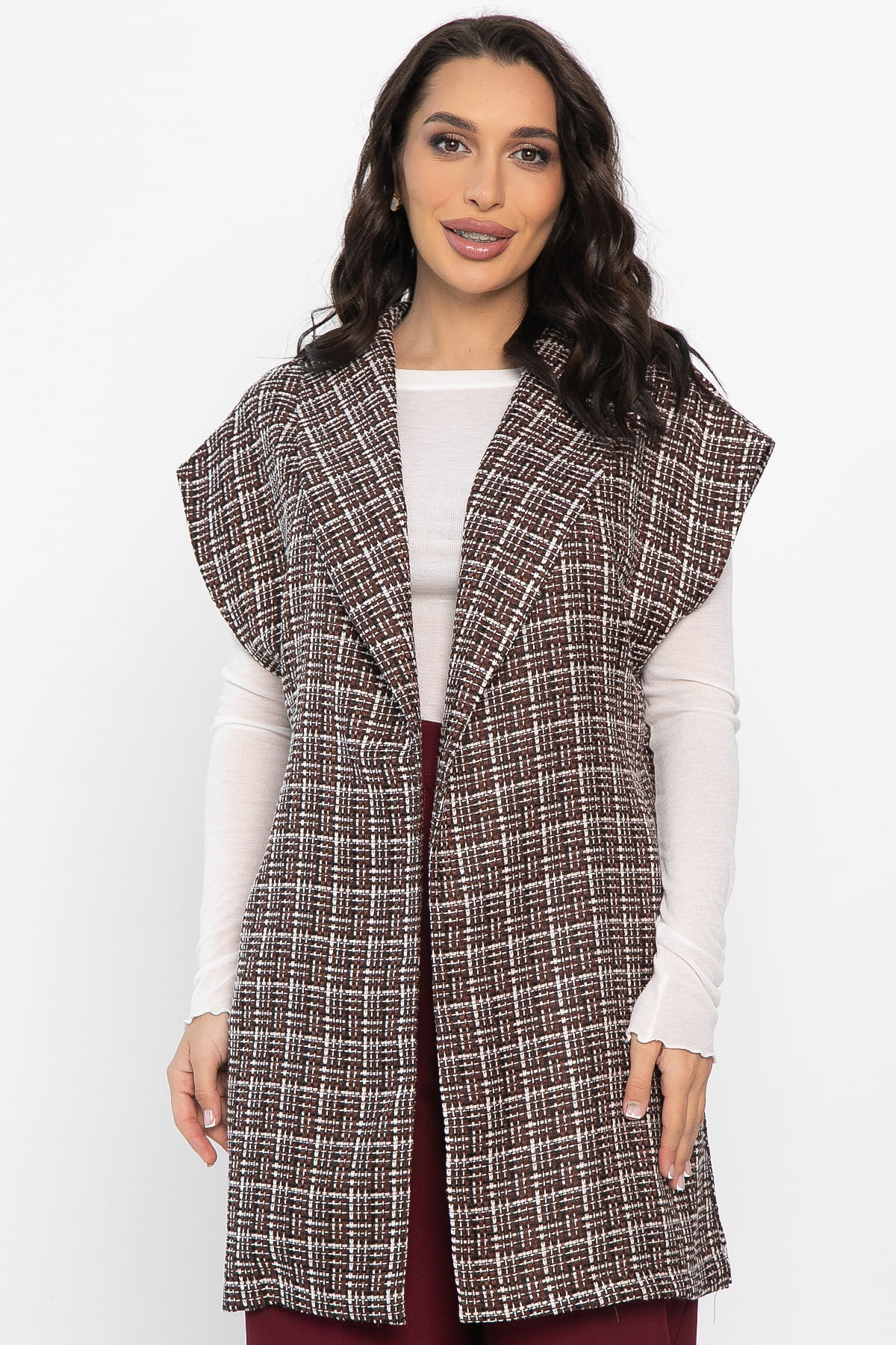 Жилет костюмный из твида Жюлли (кофе) Б14489-4М