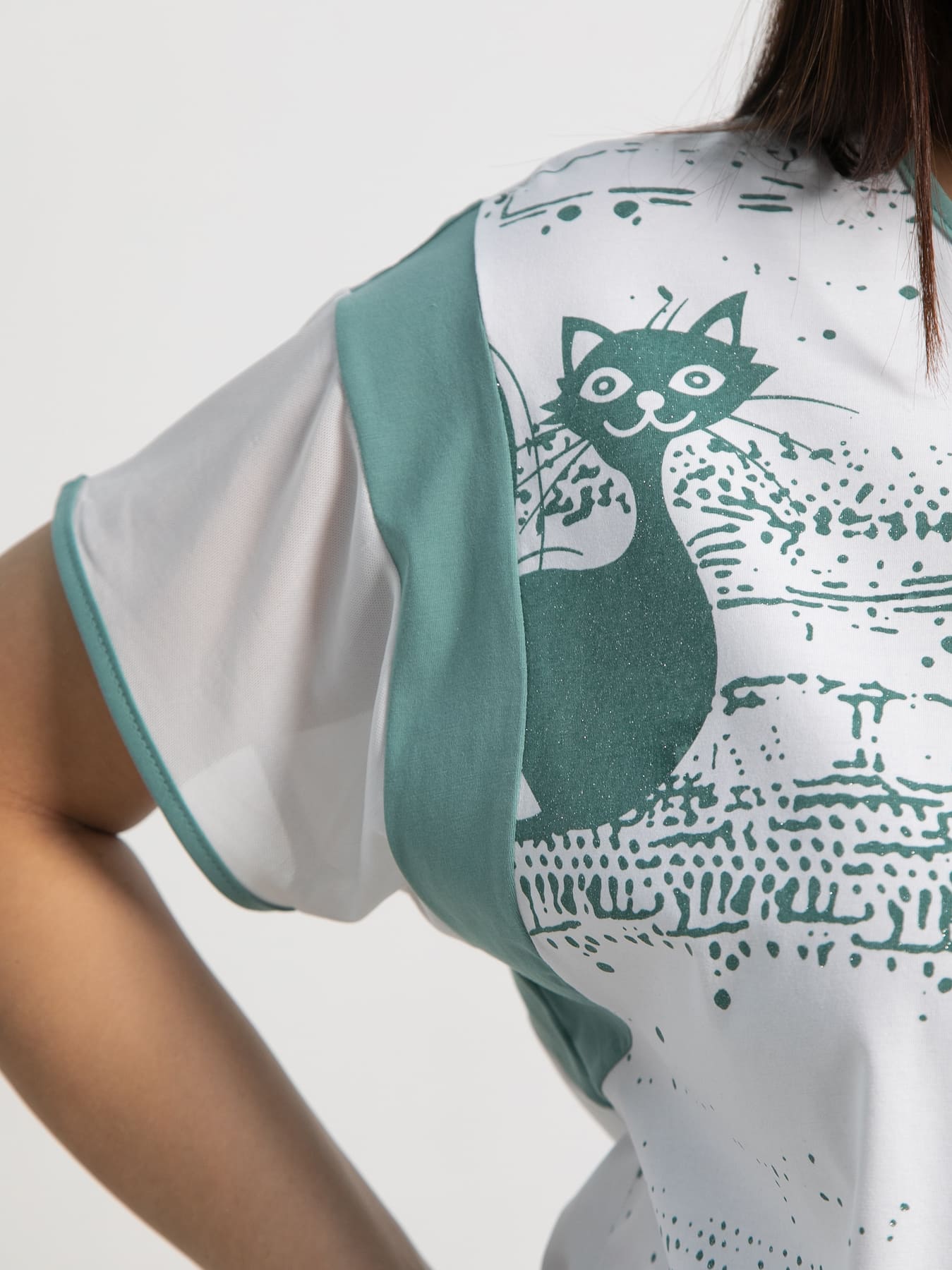 Блуза Алтея (белая/олива) Б15364-20М