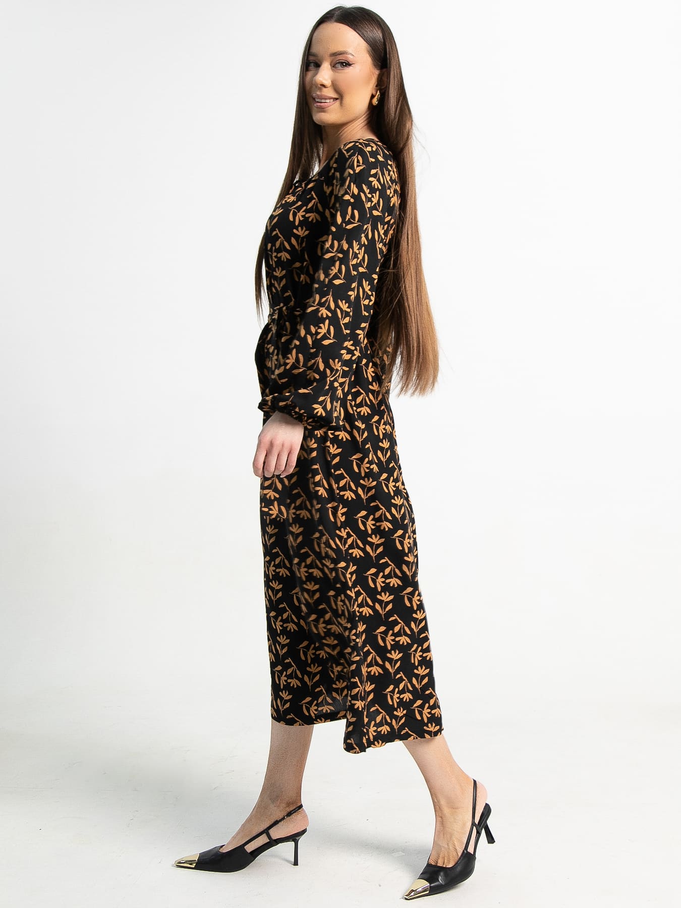 Платье Аура с поясом (черное) П15121-10М