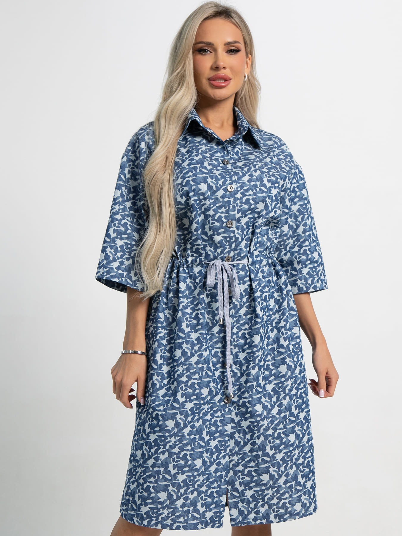 Платье хлопковое Стоун (сине-белое) П15449-4М