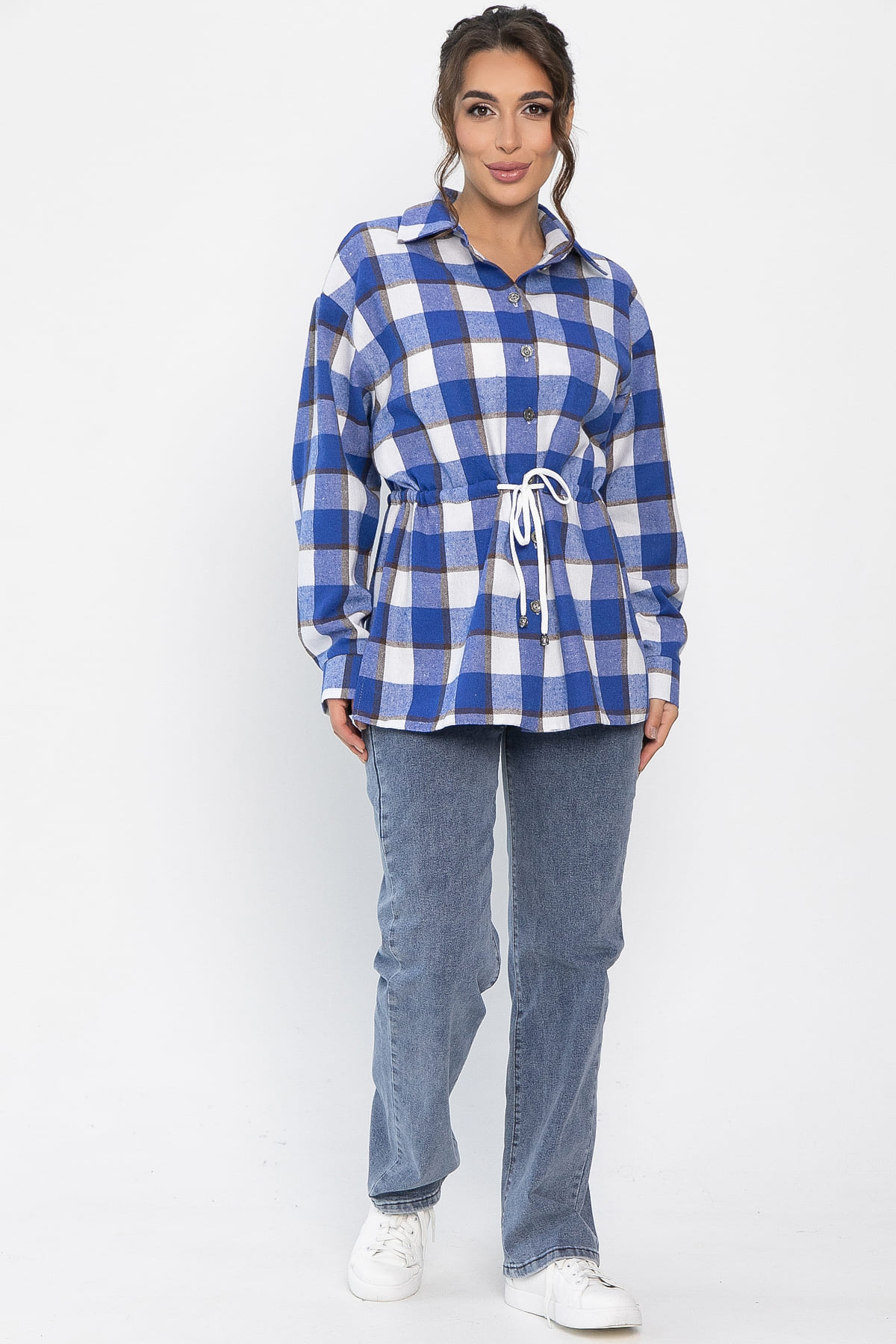 Рубашка хлопковая Джанет (электрик/белая) Б14271-4М