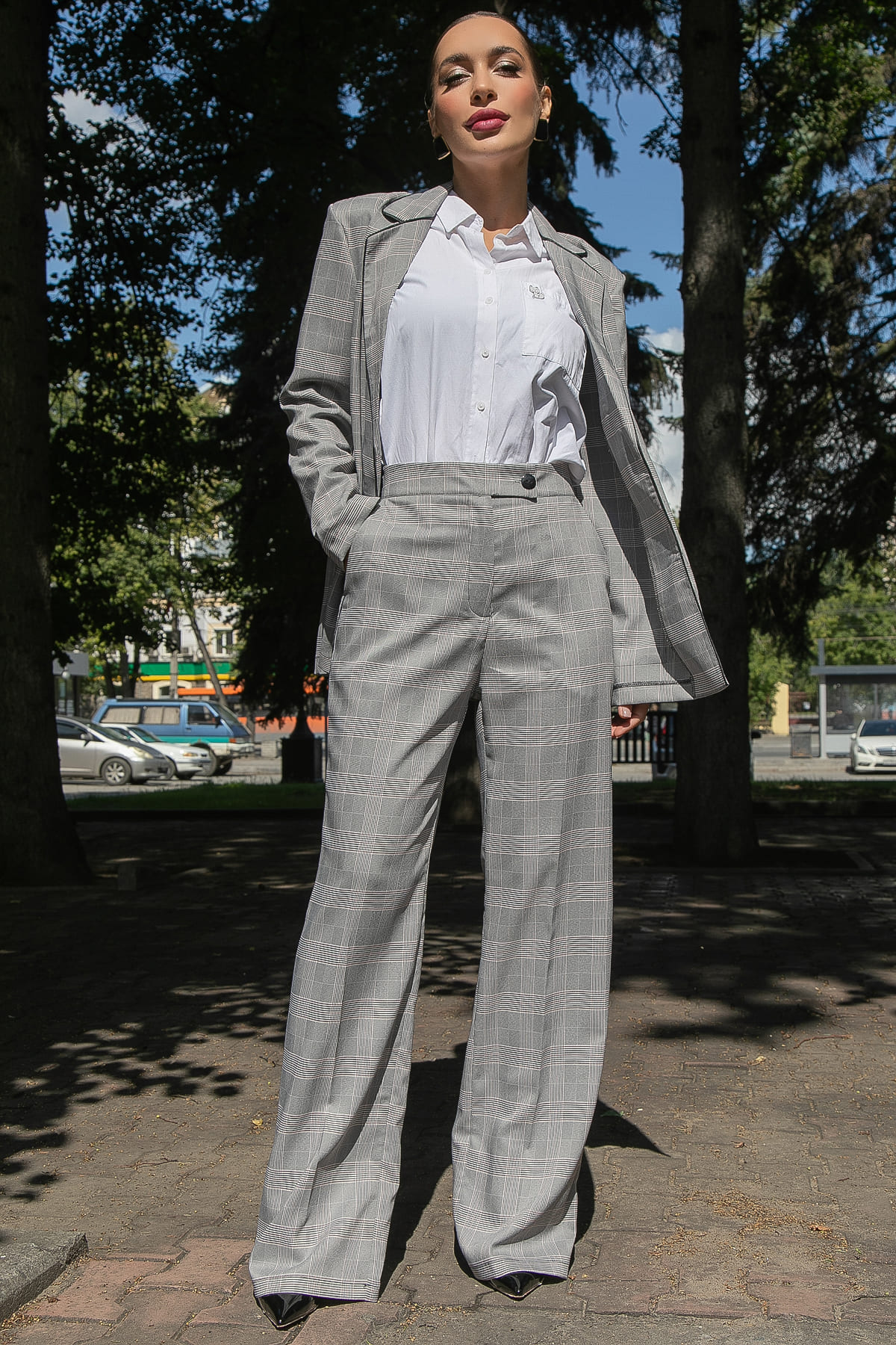 Брюки Брайн (серые/клетка) Б14105-34М