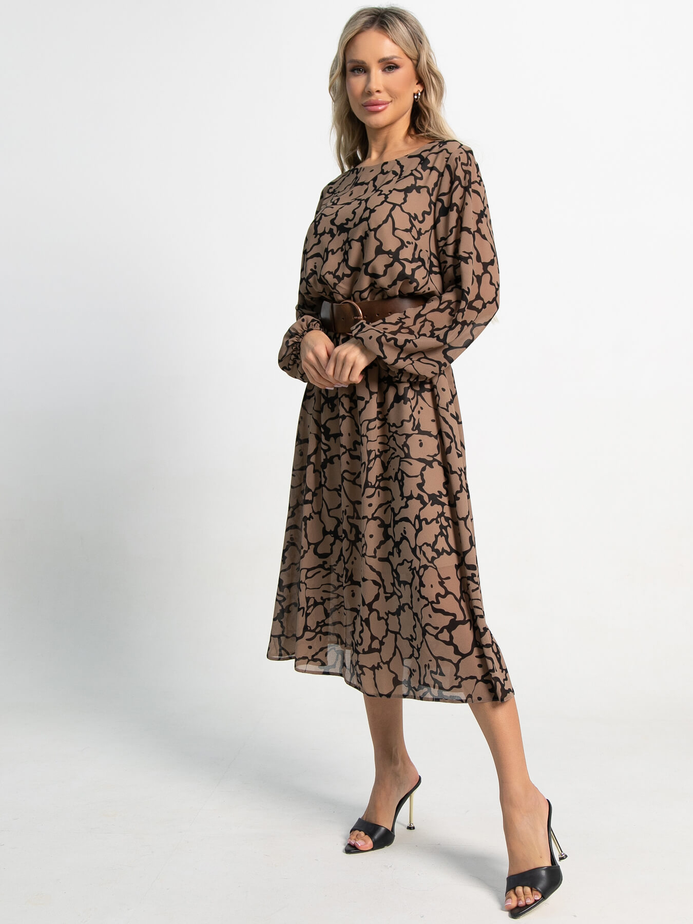 Платье Идиллия (бежево-черное) П15378-16М