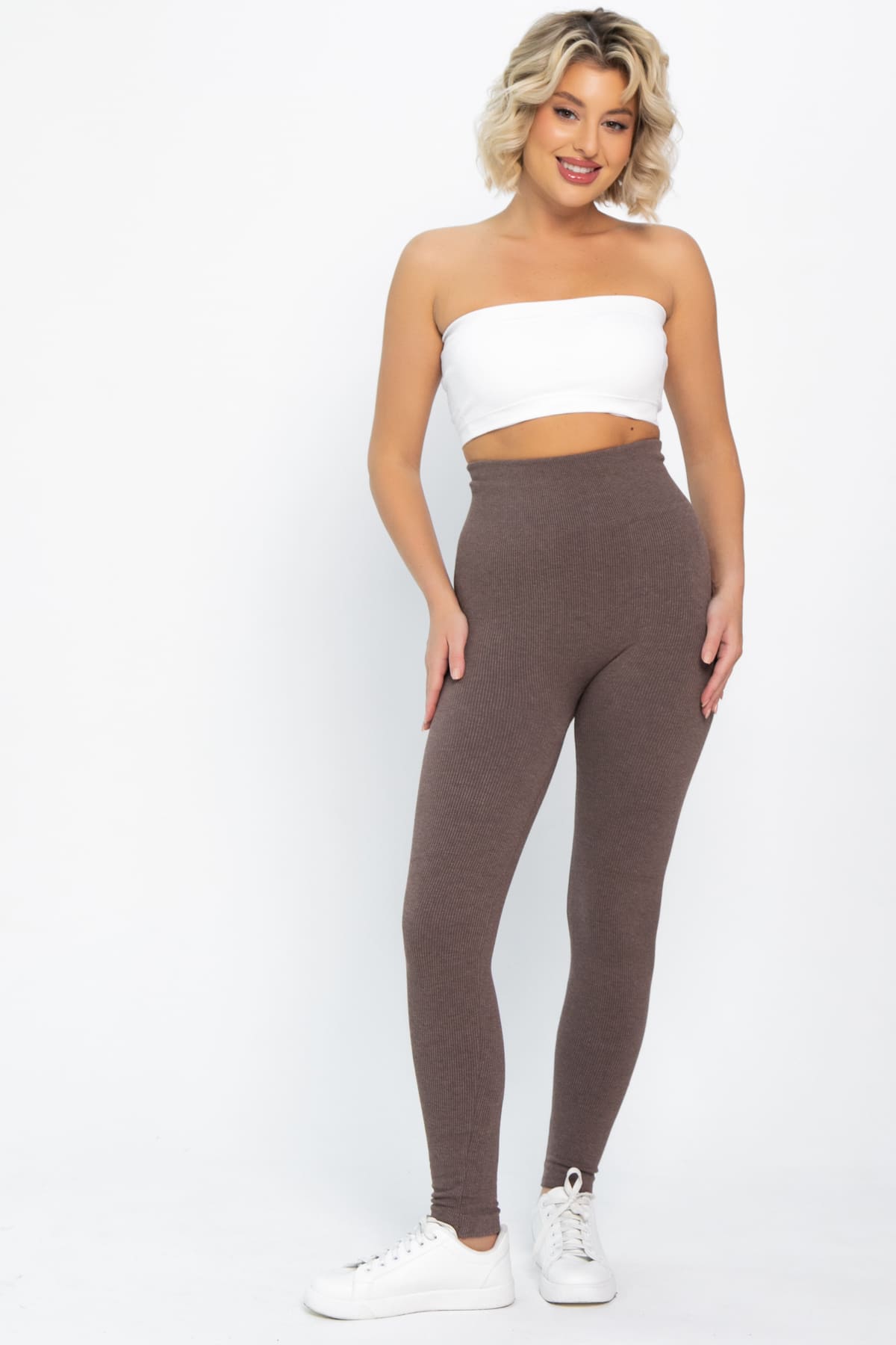 Лосины в рубчик утепленные (кофе) Б14804-7М