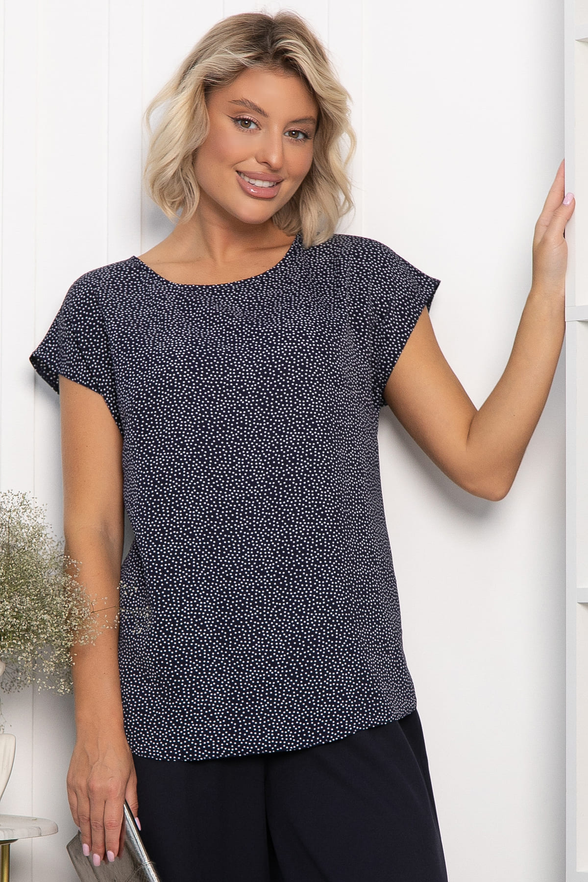 Блуза Милена (темно-синяя) Б14302-8М