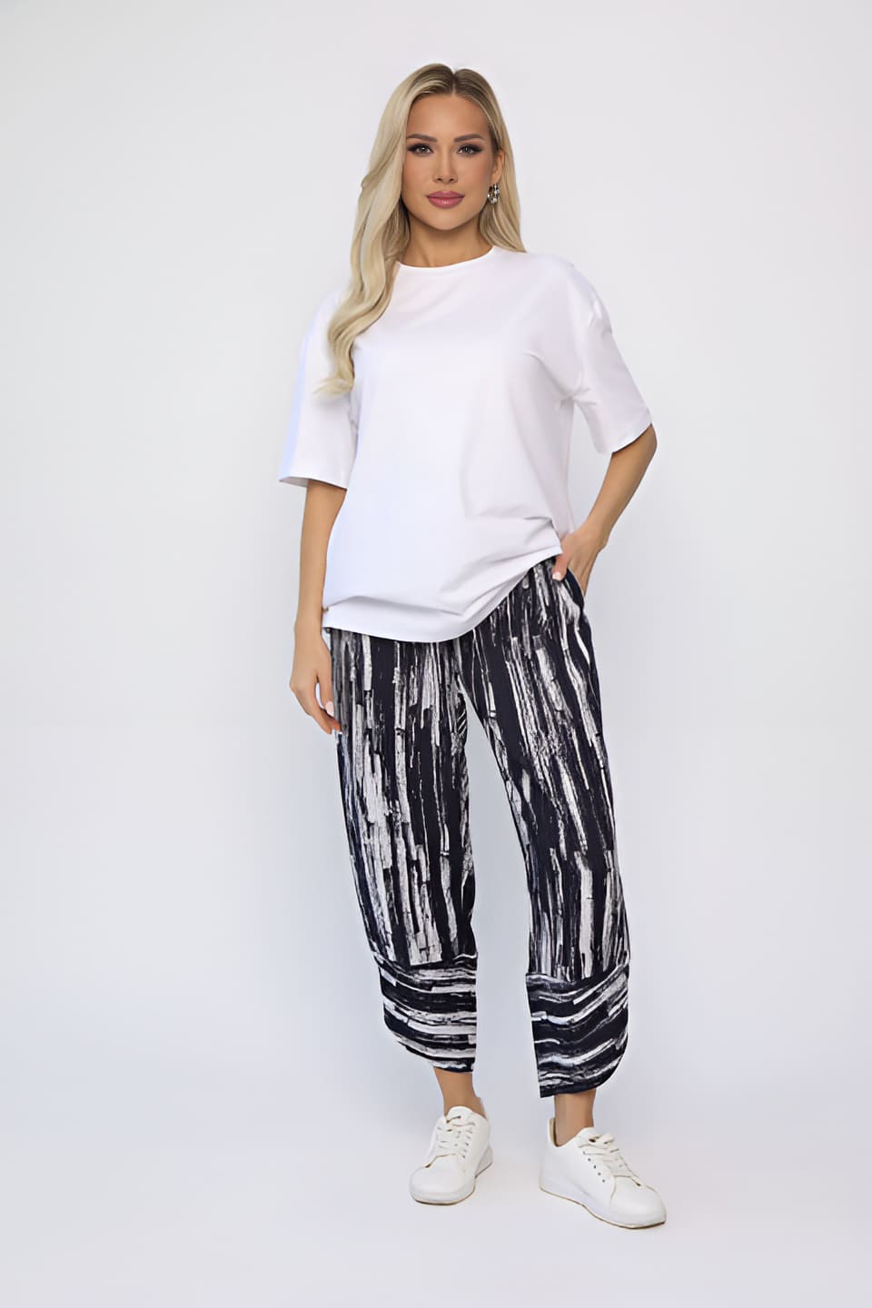 Брюки бохо (синие/полоска) Б13703-10М